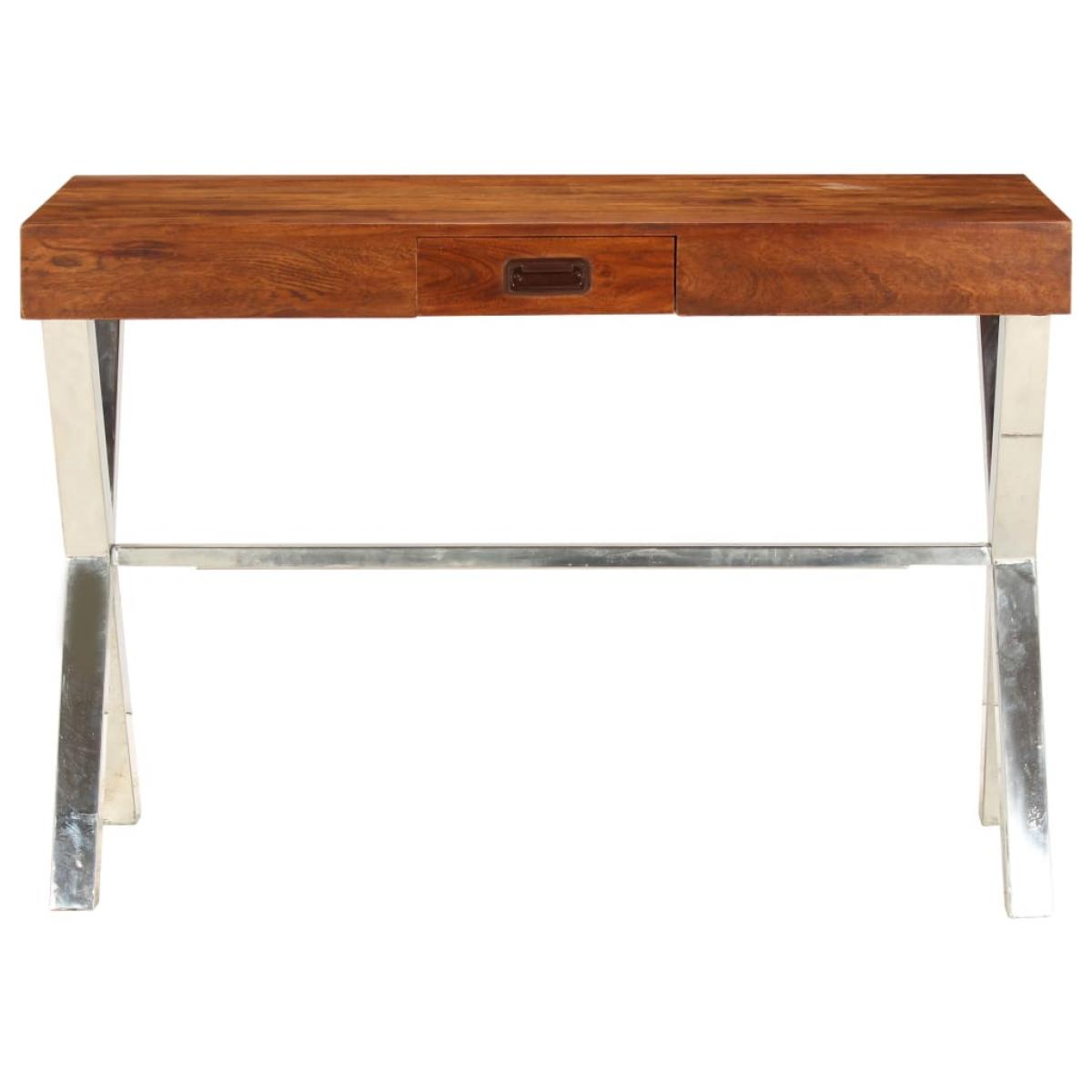 Escritorio de madera maciza de acacia acabado miel 110x50x76 cm
