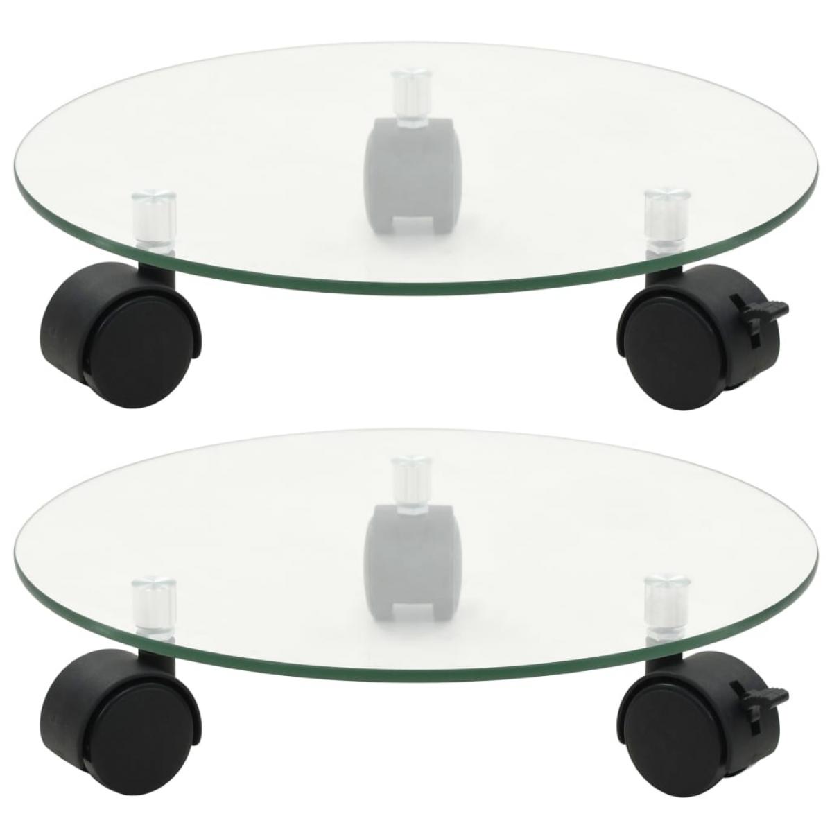 Soporte ruedas para macetas redondo vidrio templado 28cm 2 uds 