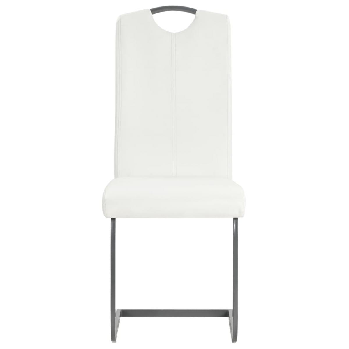 Sillas de comedor voladizas 2 unidades cuero sintético blanco