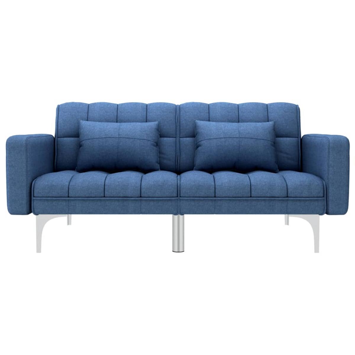 Sofá cama de tela azul