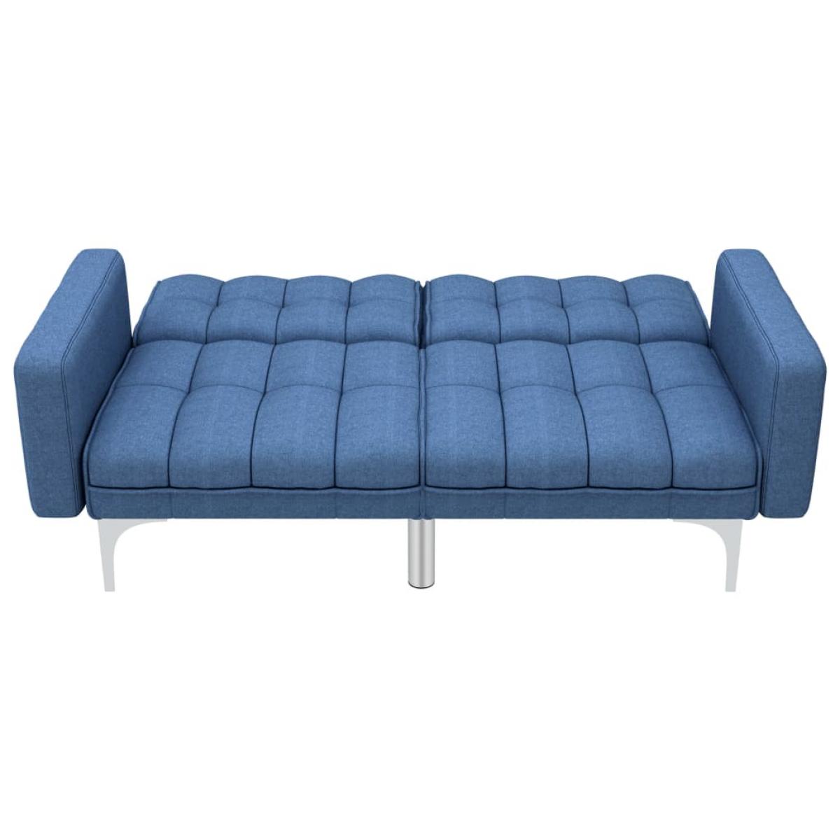 Sofá cama de tela azul