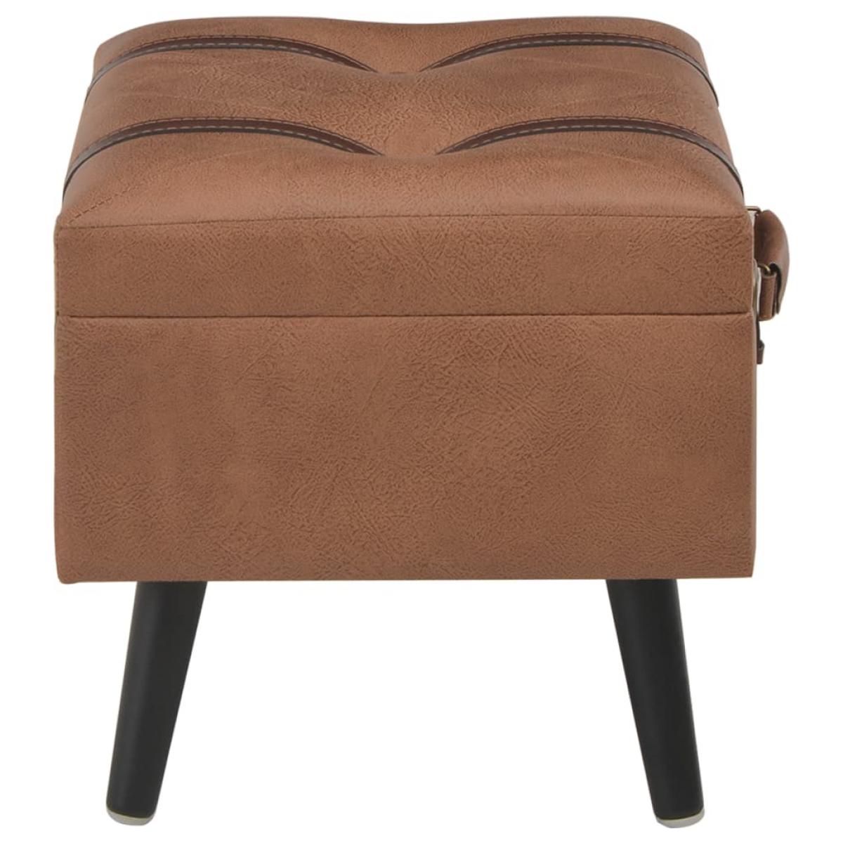 Taburete de almacenamiento 40 cm marrón cuero sintético
