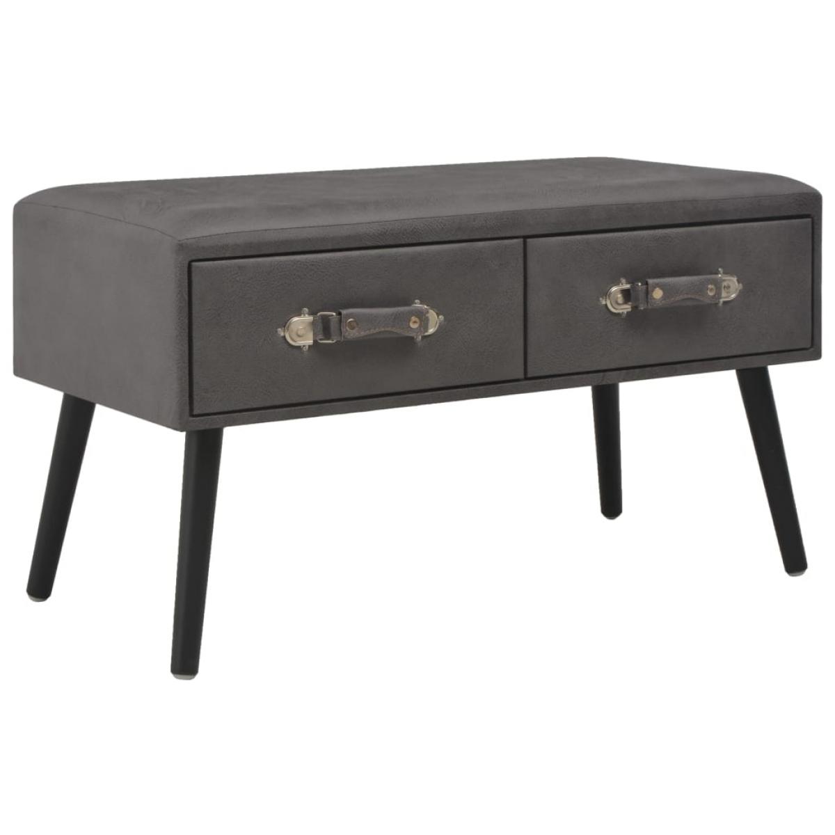 Mesa de centro de cuero sintético gris 80x40x46 cm