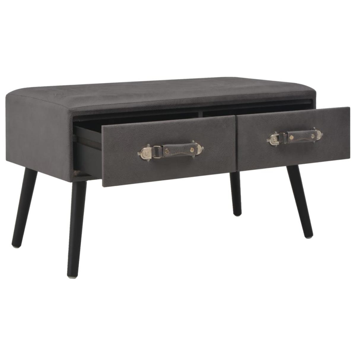 Mesa de centro de cuero sintético gris 80x40x46 cm