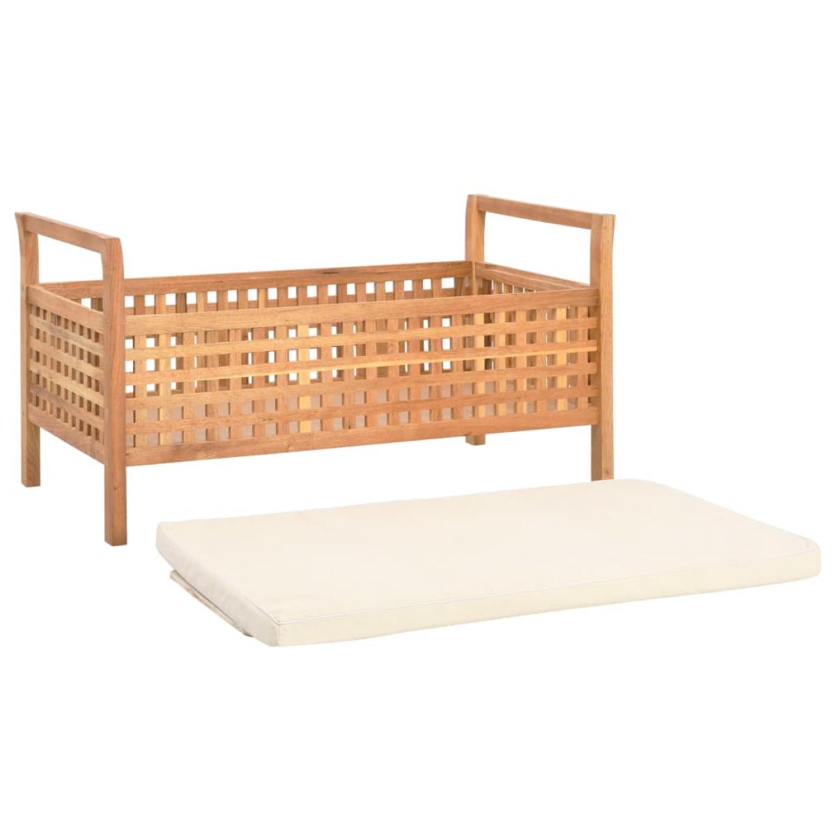Banco de almacenamiento de madera maciza de nogal 93x49x49 cm