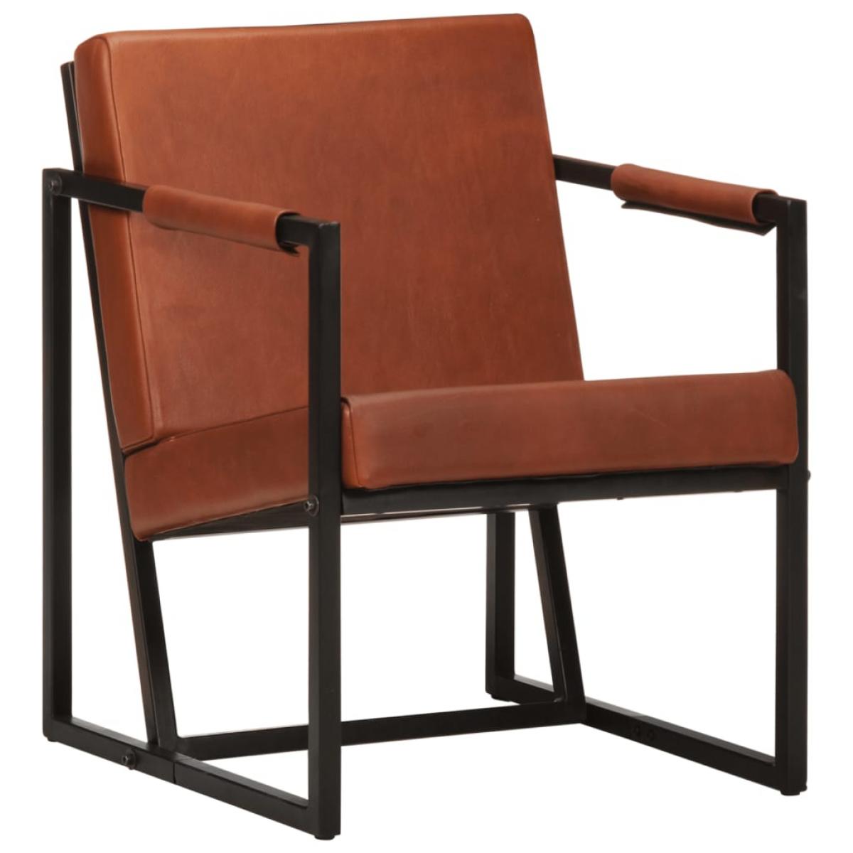 Sillón de cuero auténtico marrón