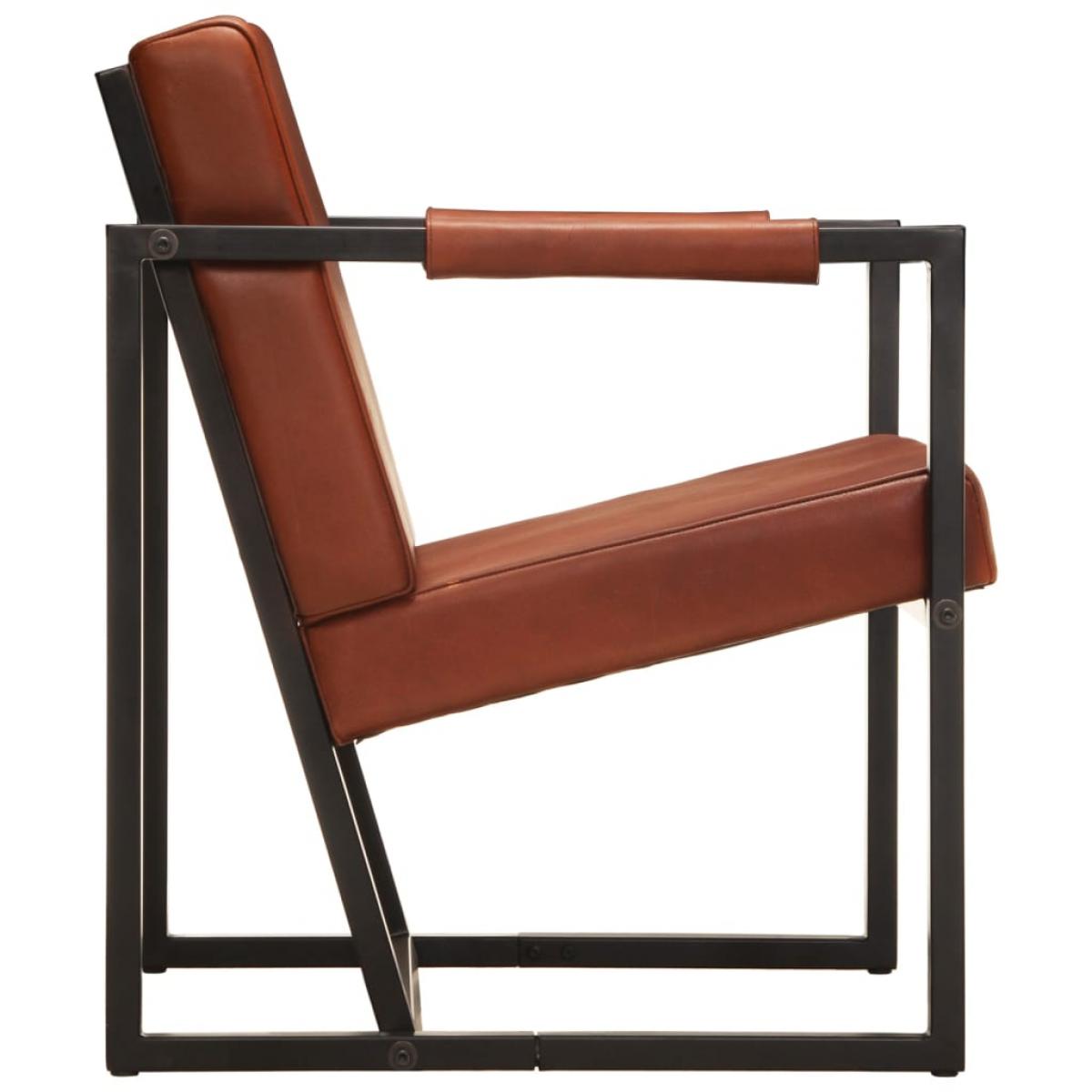Sillón de cuero auténtico marrón