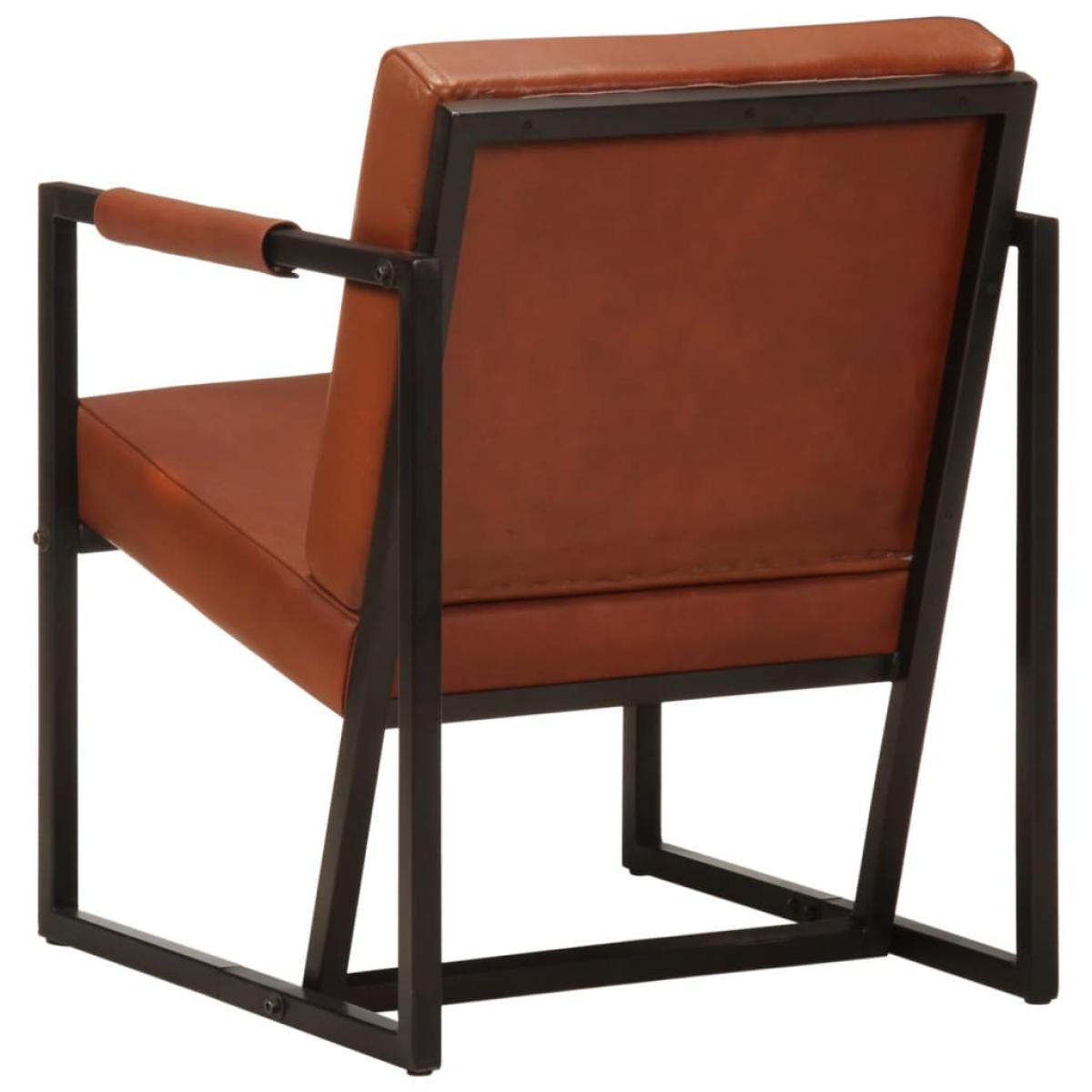 Sillón de cuero auténtico marrón