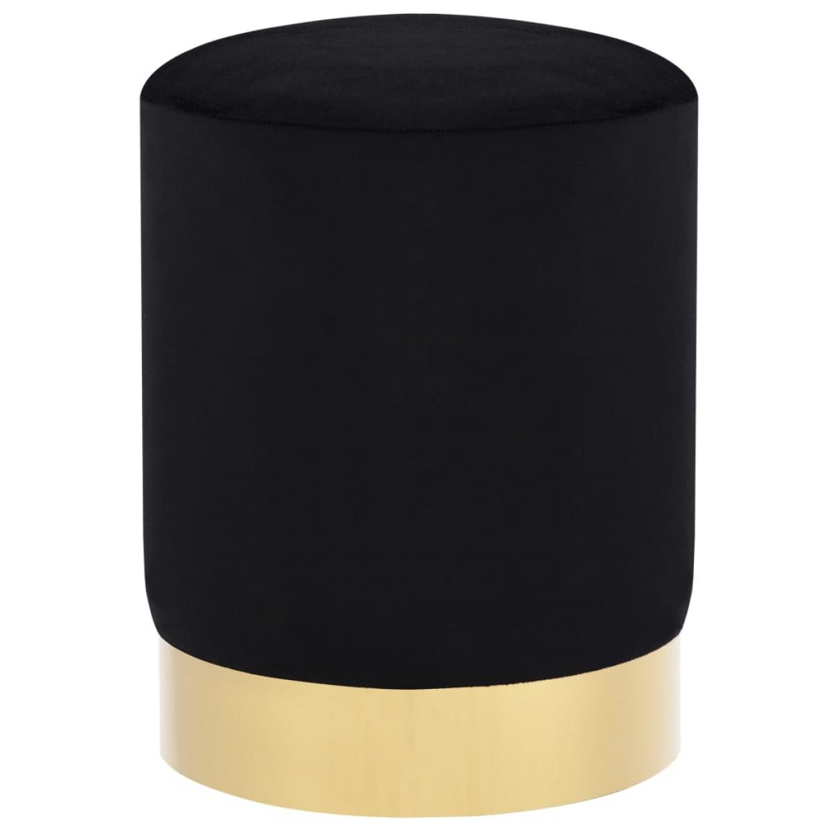Taburete de terciopelo negro y dorado