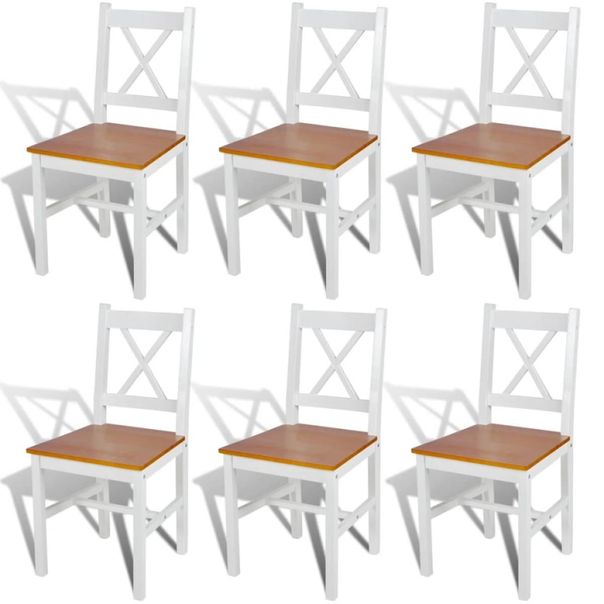 Sillas de comedor 6 unidades madera de pino blancas