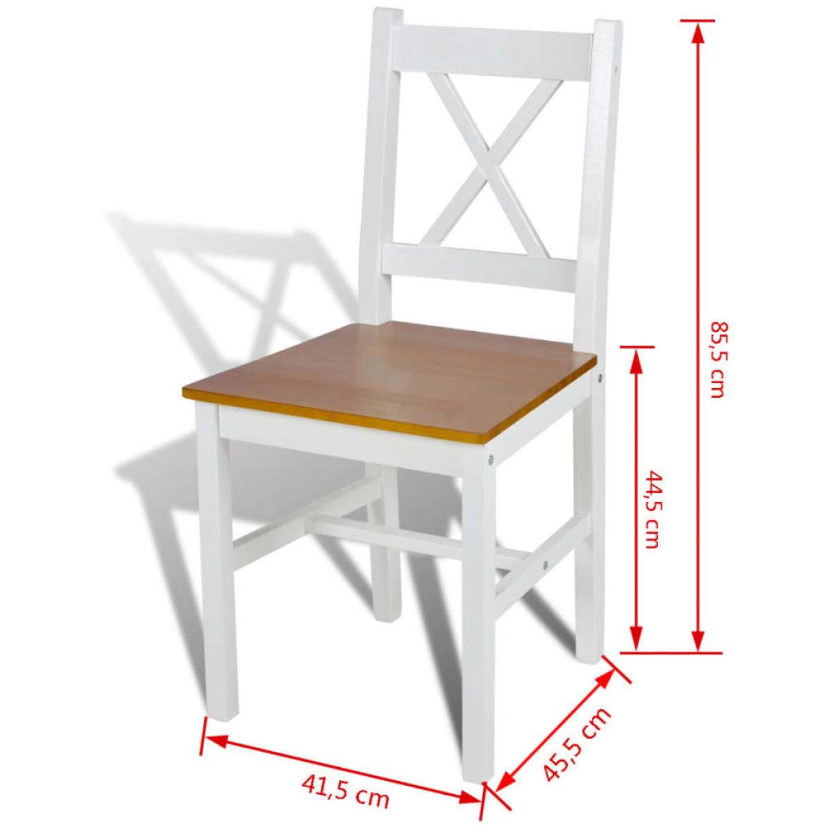 Sillas de comedor 6 unidades madera de pino blancas