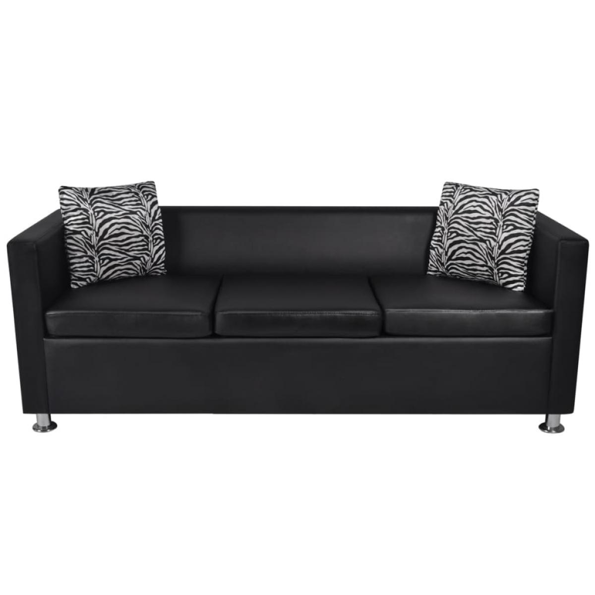 Conjunto de sofás de 2 y 3 plazas de cuero artificial negro