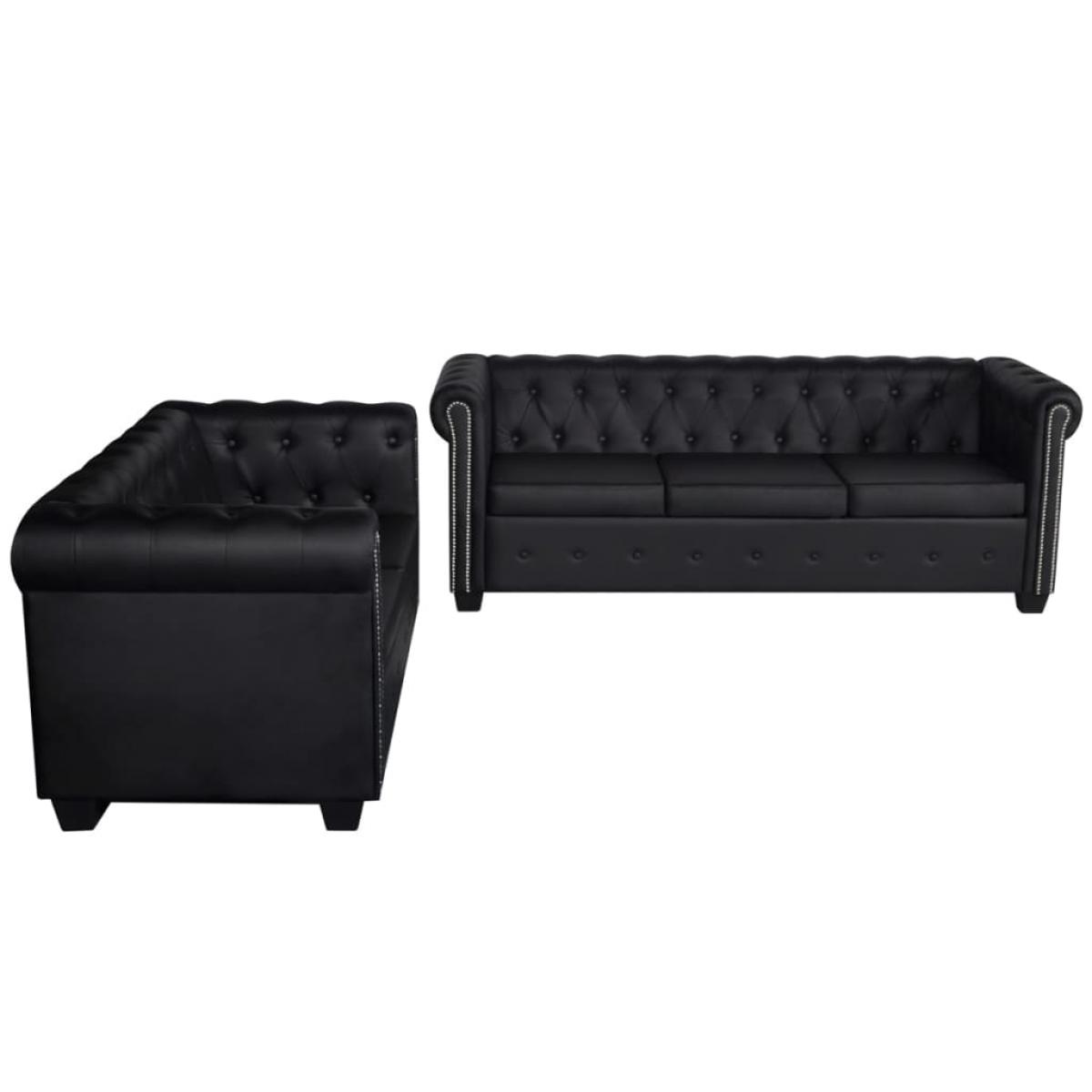 Sofás Chesterfield de 2 y 3 plazas cuero sintético negro
