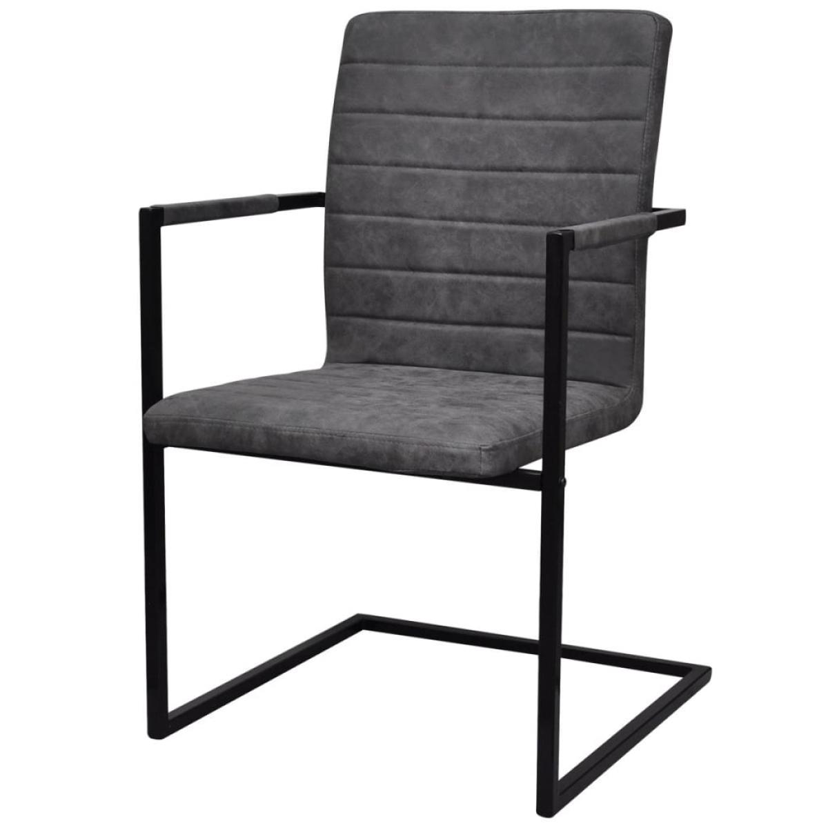 Sillas de comedor voladizas 4 unidades cuero sintético gris