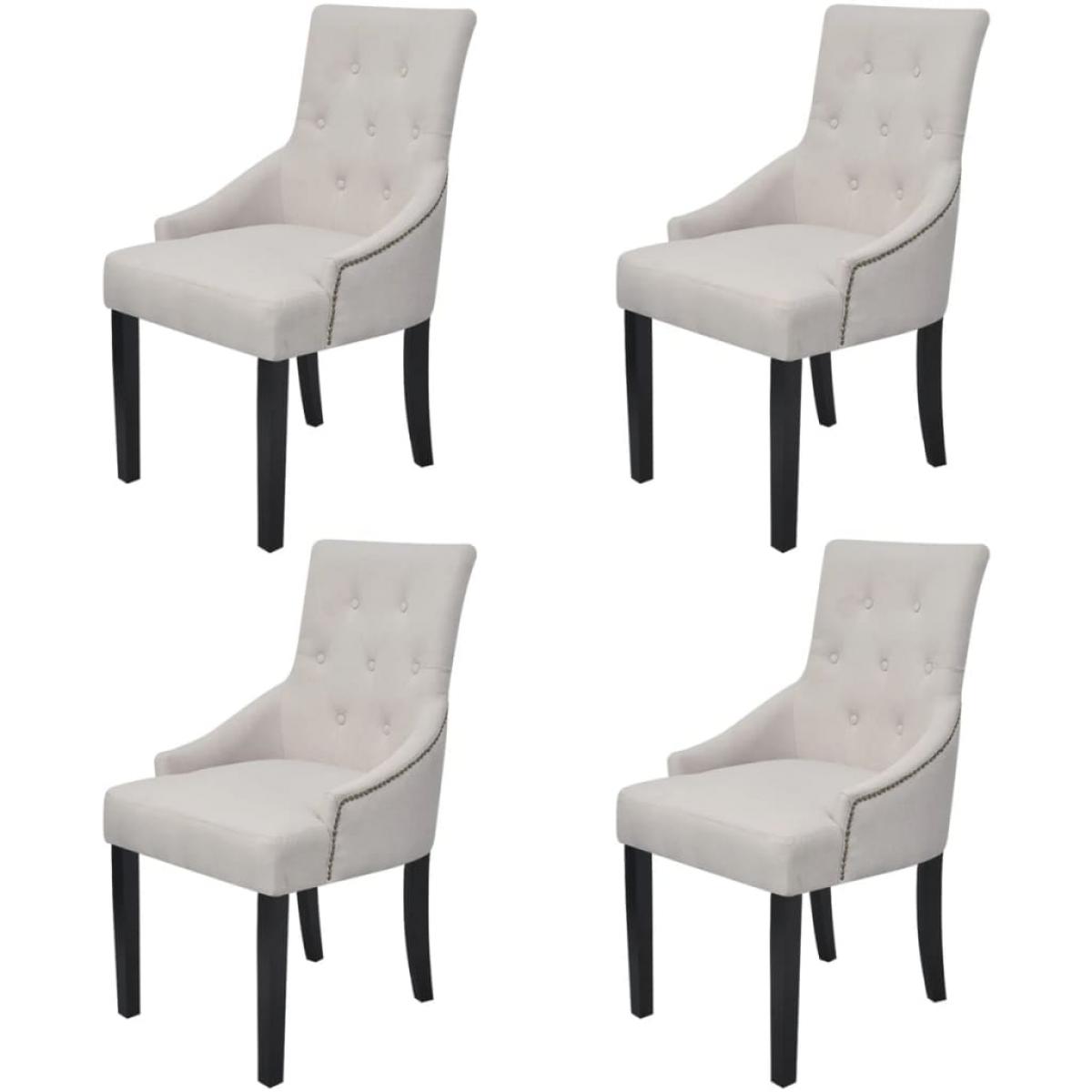 Sillas de comedor 4 unidades tela gris crema