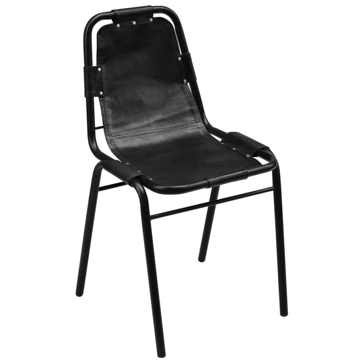 Sillas de comedor 4 unidades cuero auténtico negro
