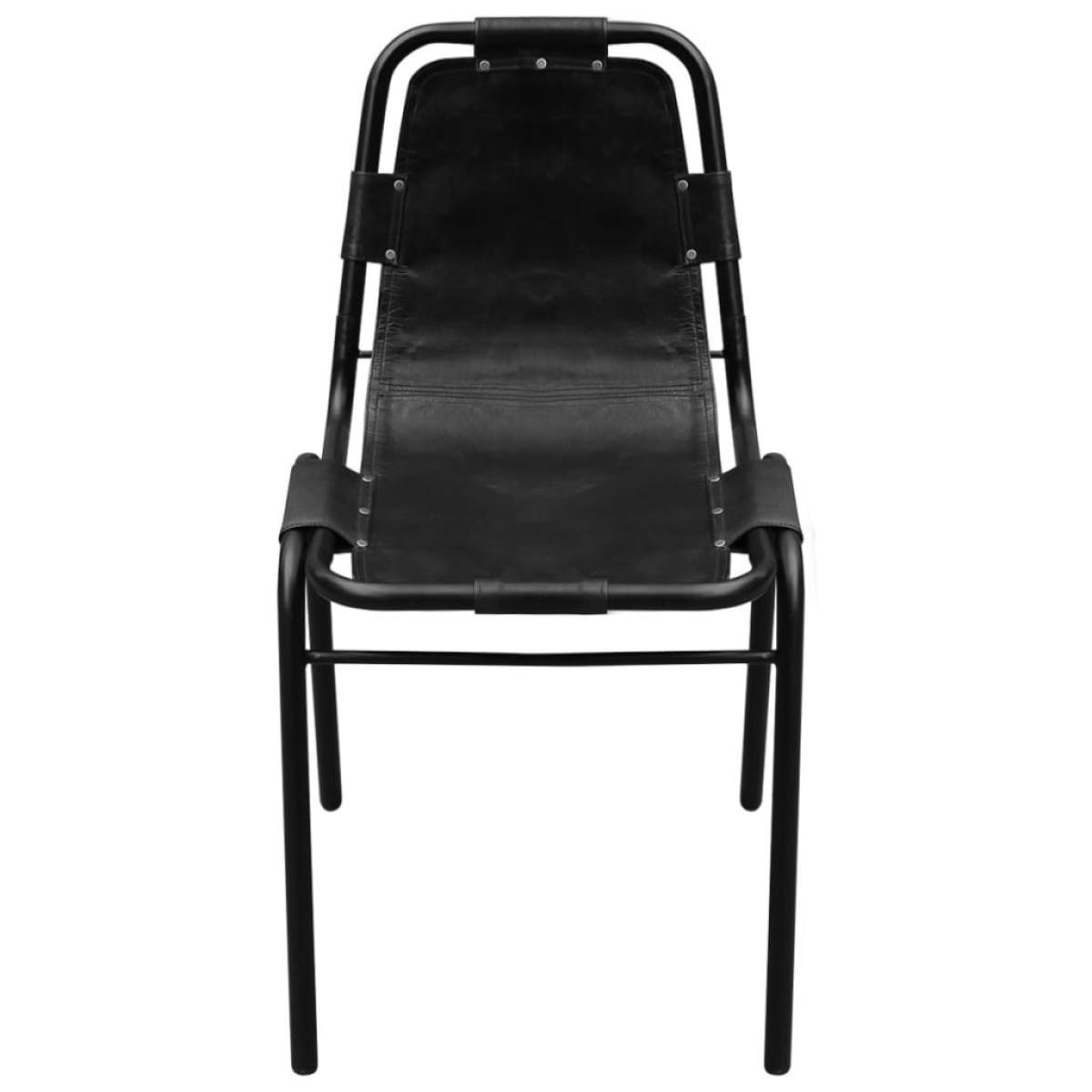 Sillas de comedor 4 unidades cuero auténtico negro