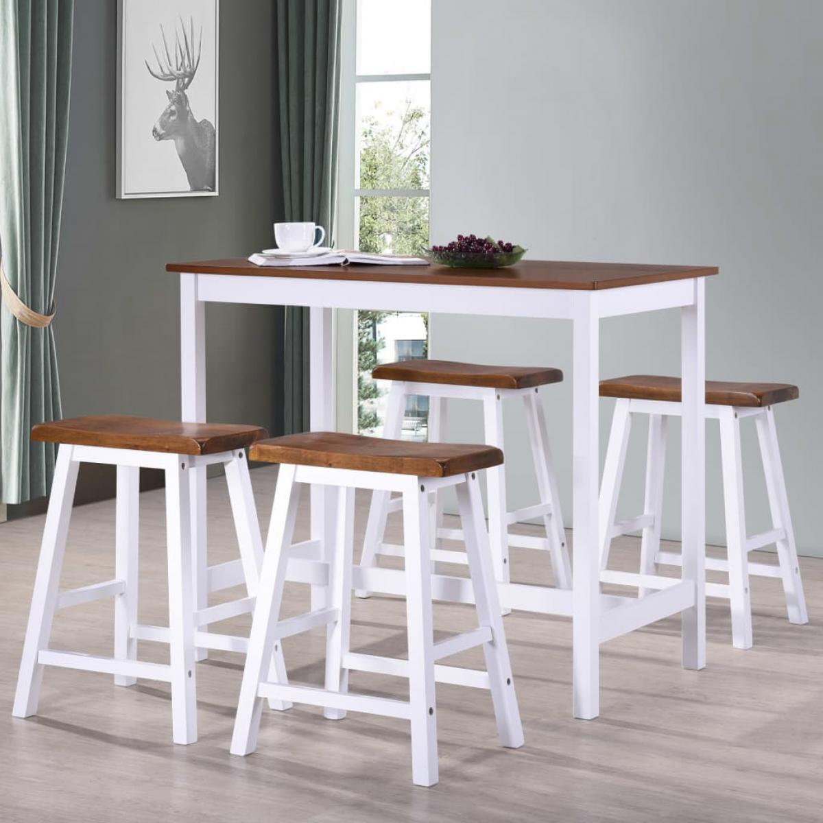 Juego de mesa alta y taburete de cocina 5 pzas madera maciza 