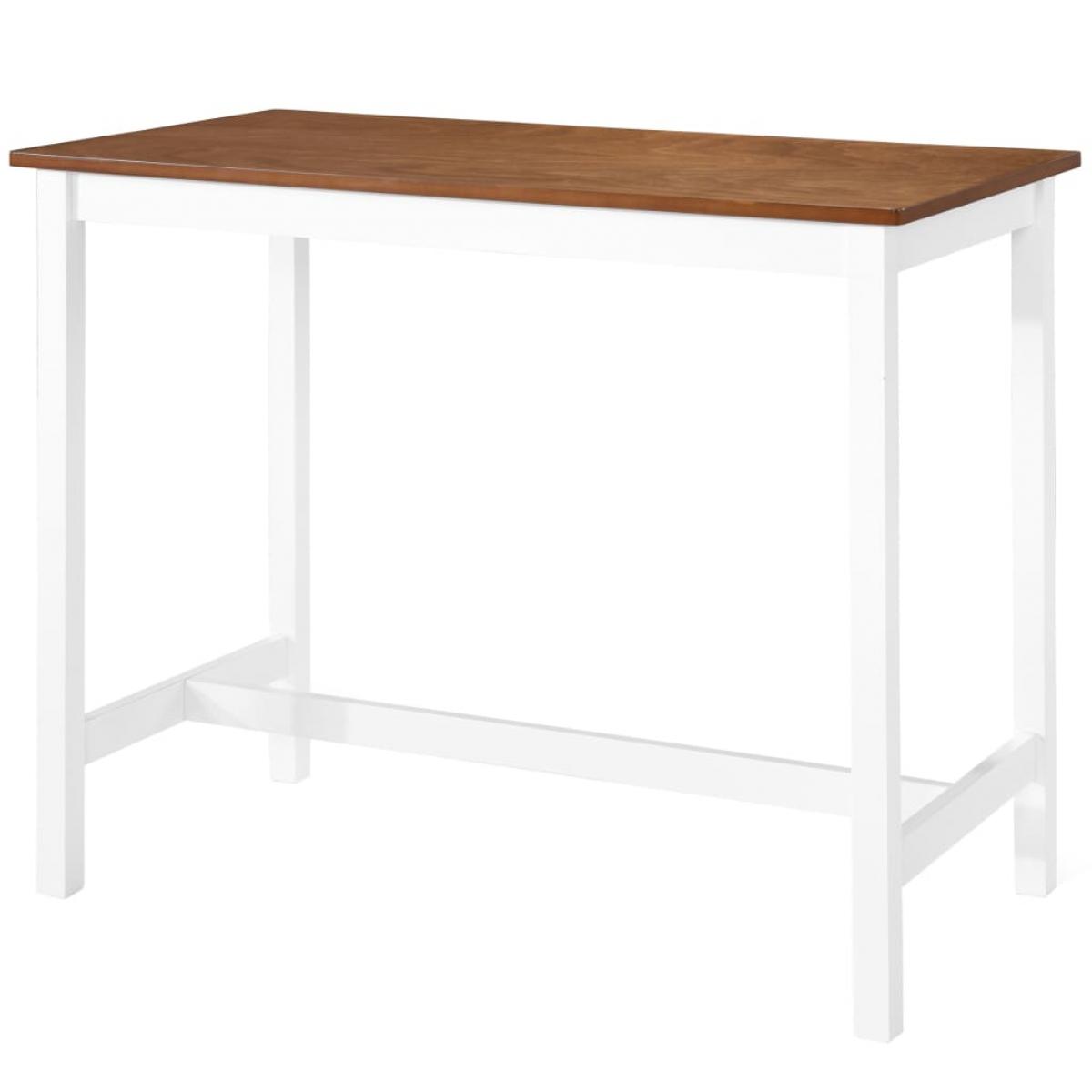 Set mesa y sillas de bar 3 piezas madera maciza marrón y blanco