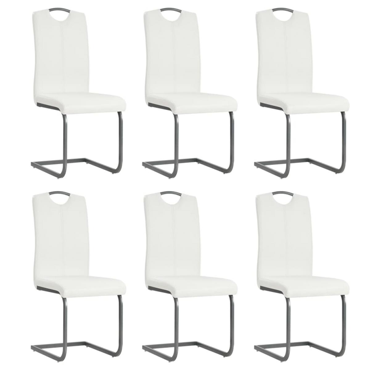 Sillas de comedor voladizas 6 unidades de tela blanca