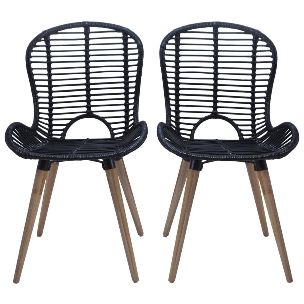 Sillas de comedor 6 unidades de ratán natural negro