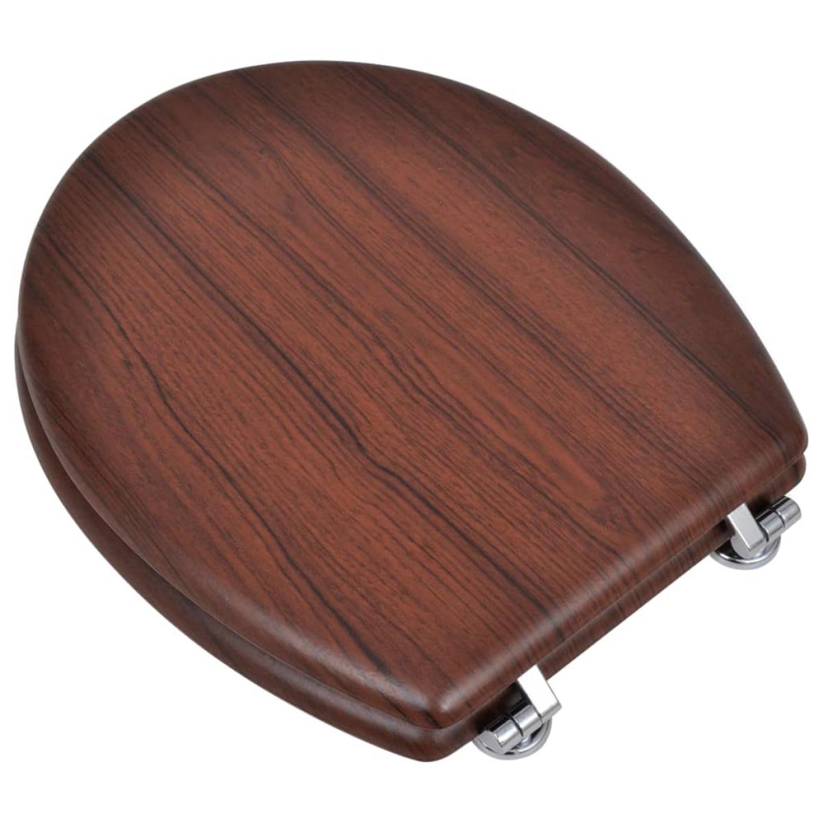 Asiento de inodoro con tapas 2 uds MDF marrón