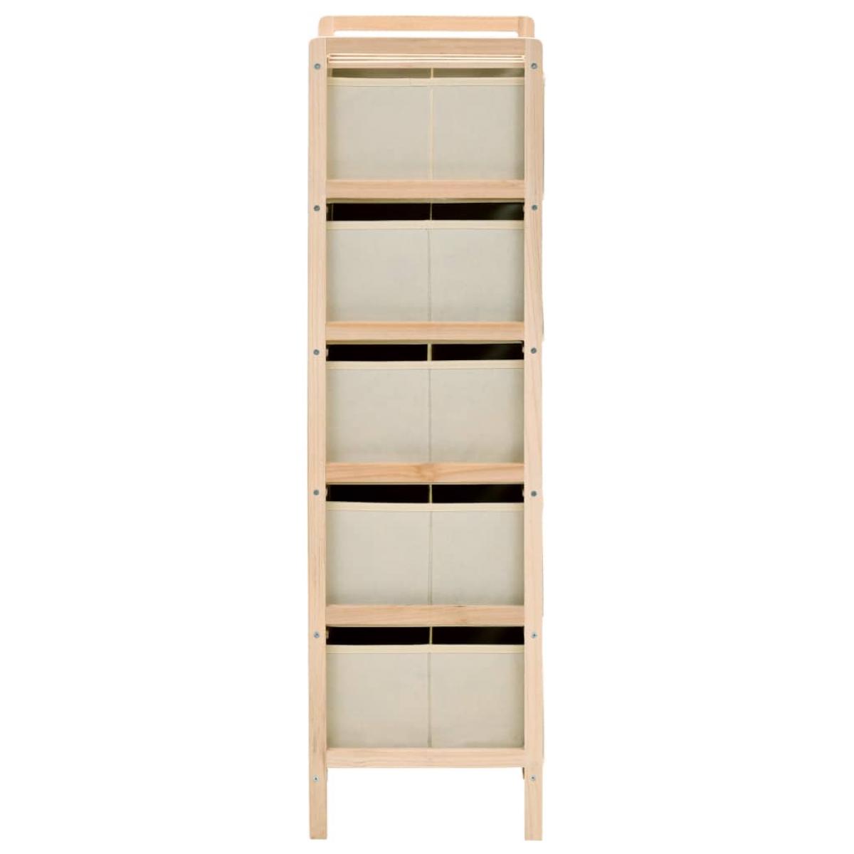 Estantes con 5 cestas de tela 2 unidades madera de cedro beige