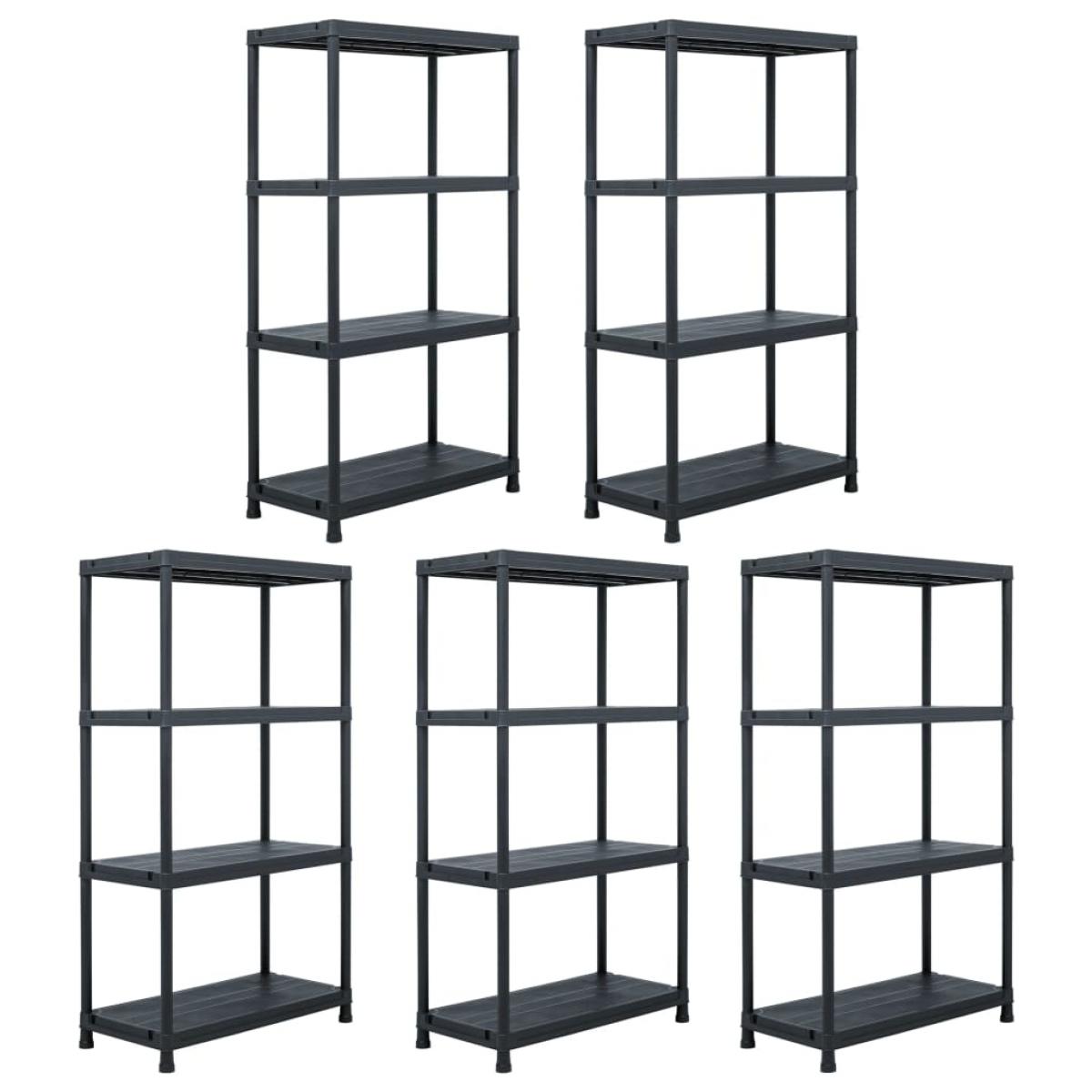Estantería de plástico 5 unidades 60x30x138 cm negro