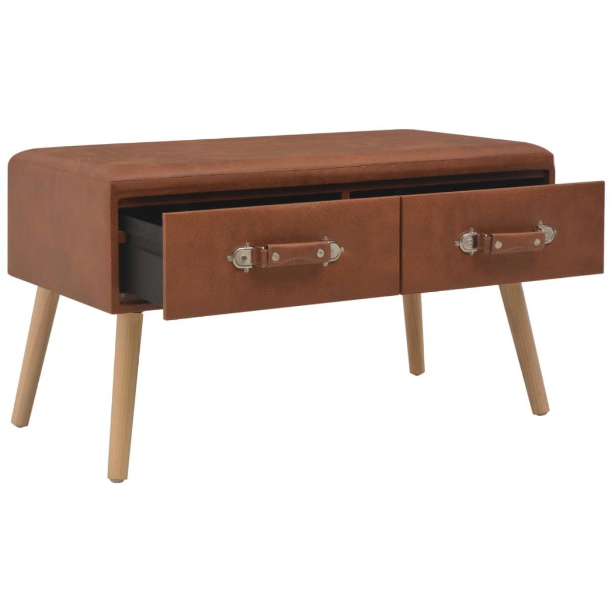 Banco con cajones cuero sintético marrón 80 cm