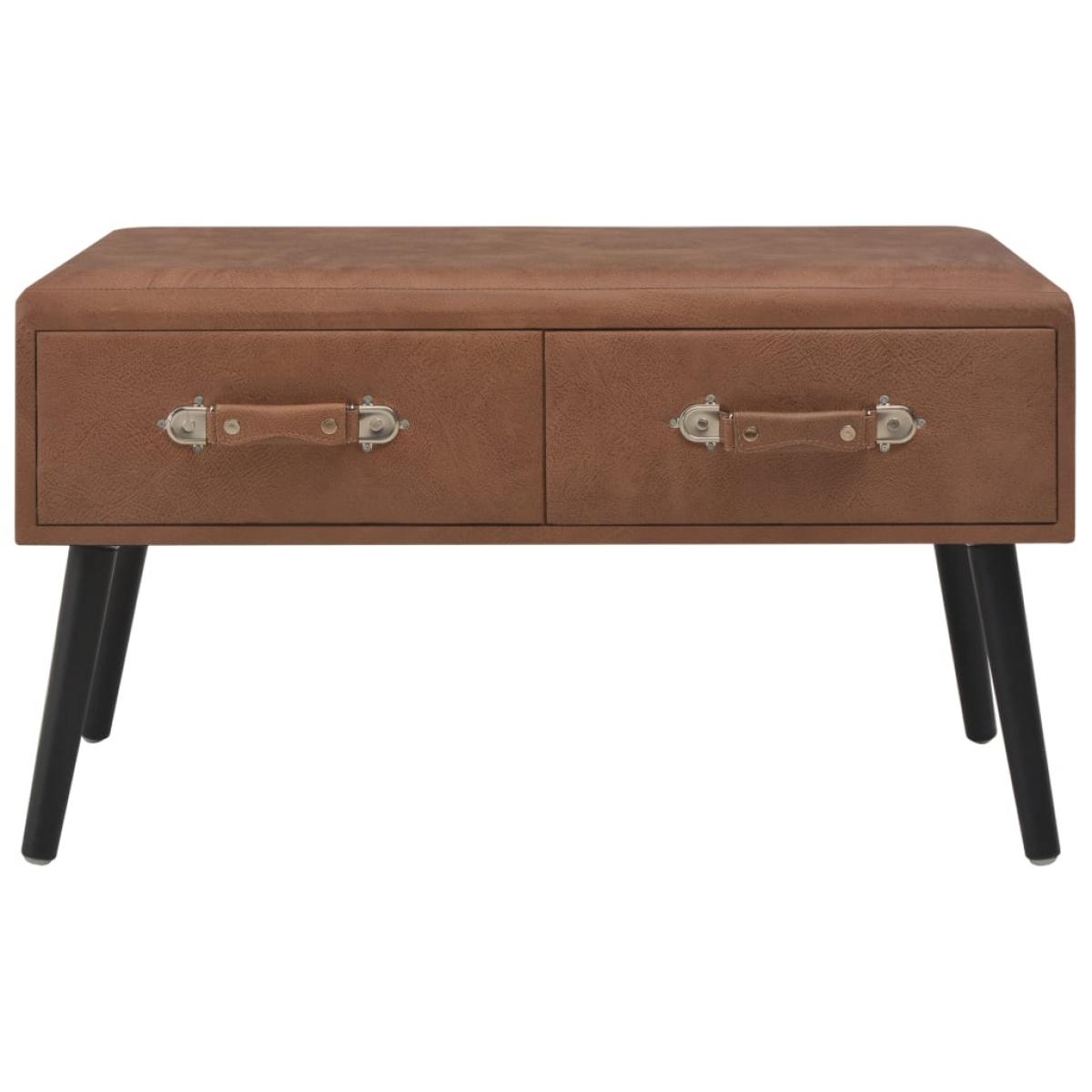Banco con cajones cuero sintético marrón oscuro 80 cm
