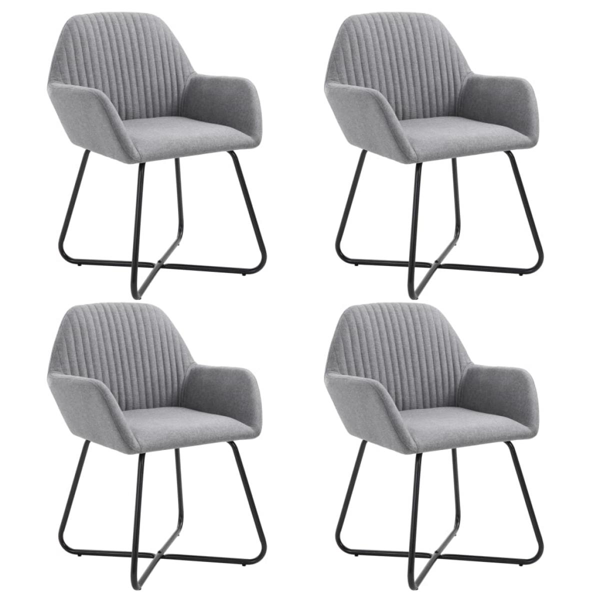 Sillas de comedor 4 unidades tela gris claro