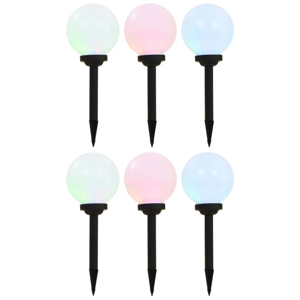 Lámparas solares LED de exterior 6 unidades esféricas 20 cm RGB