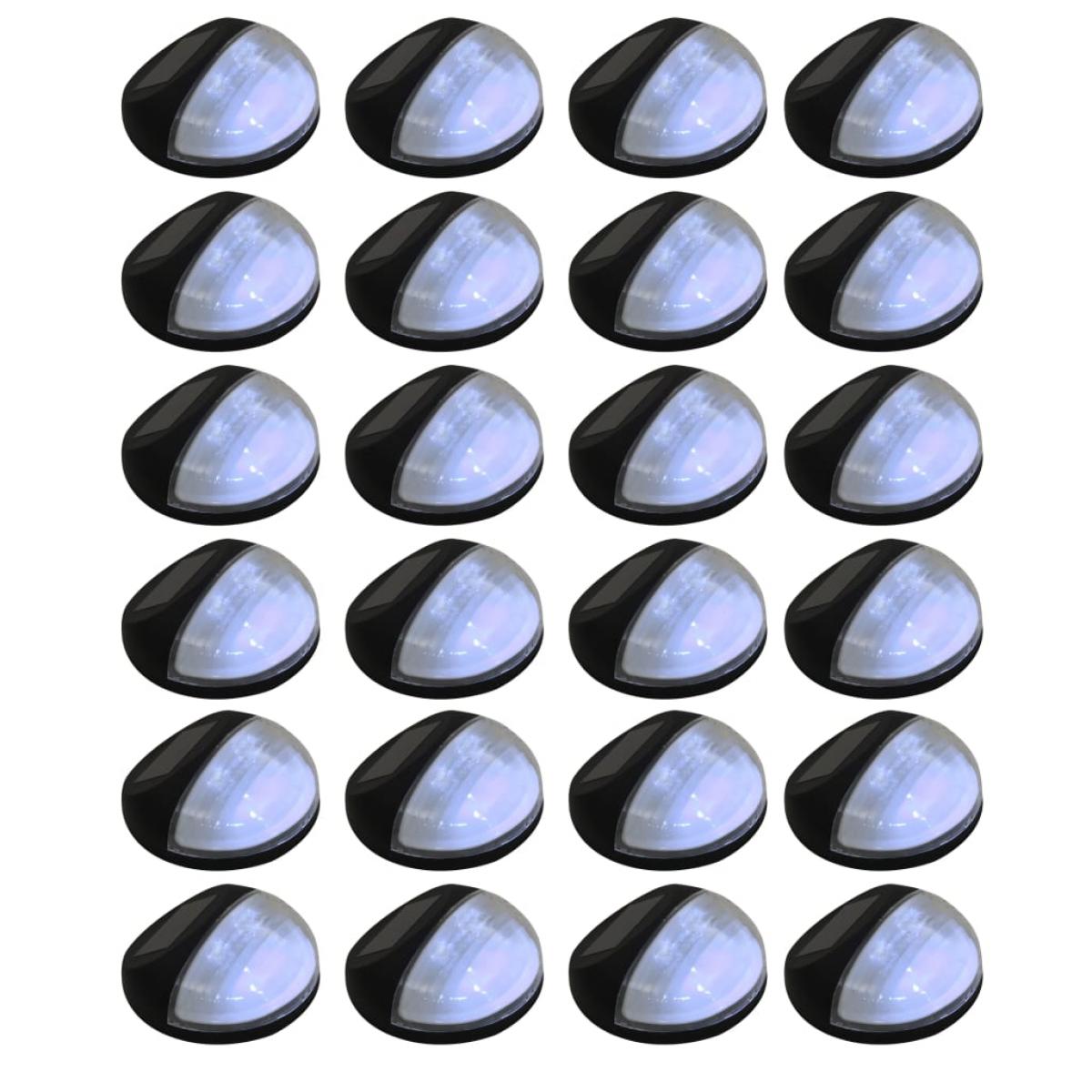 Lámparas solares de pared de exterior redondas negro LED 24 uds