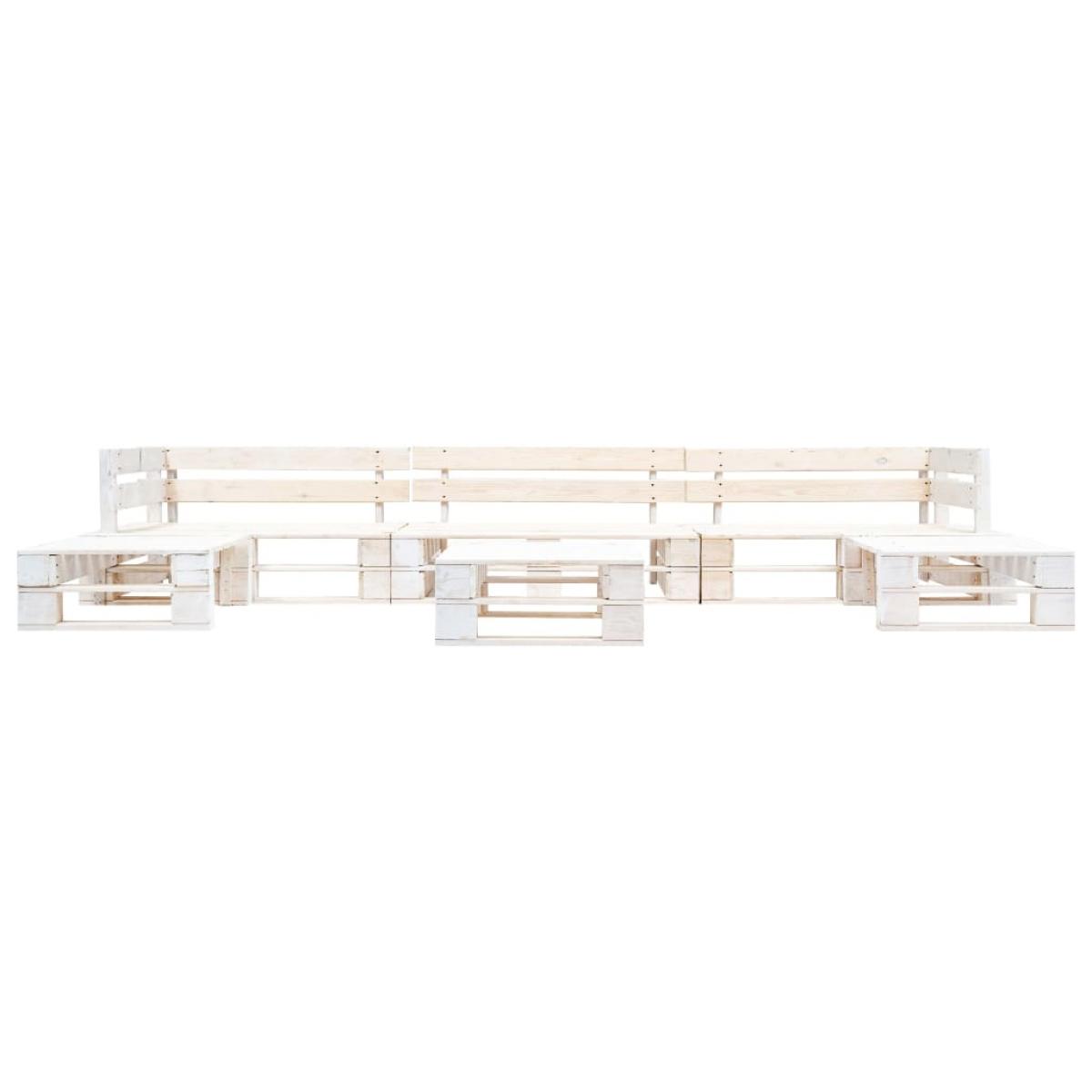 Set de muebles de jardín de palets 6 piezas madera blanco