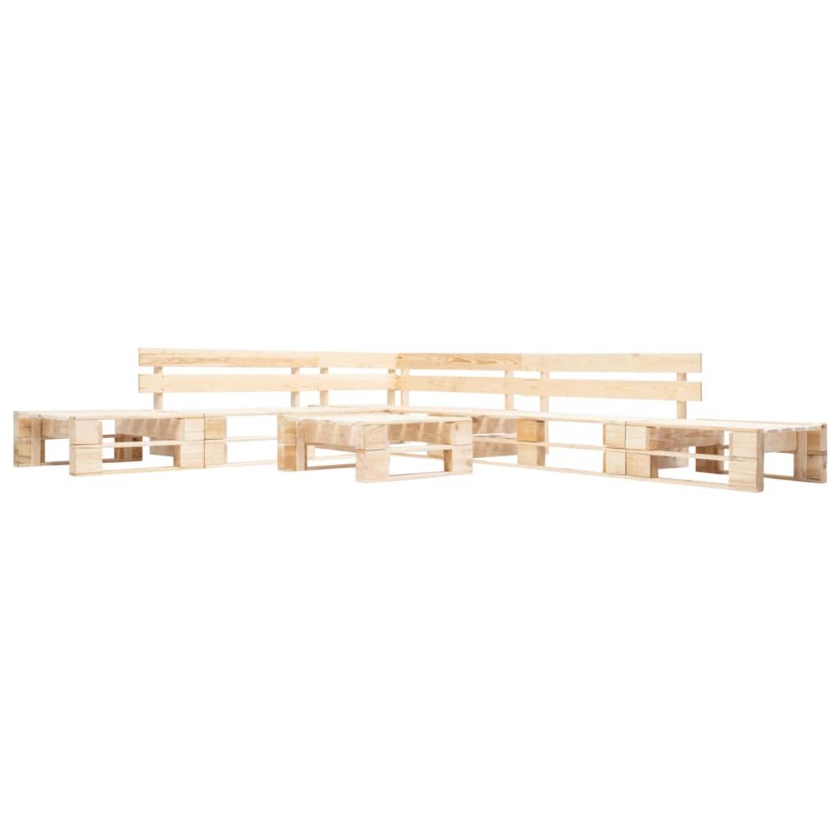 Juego de muebles de palets de jardín 6 piezas madera natural
