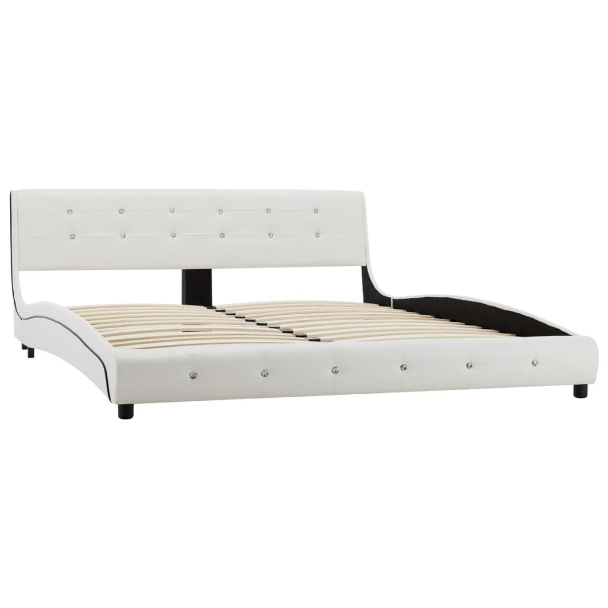 Cama con colchón cuero sintético blanco 160x200 cm
