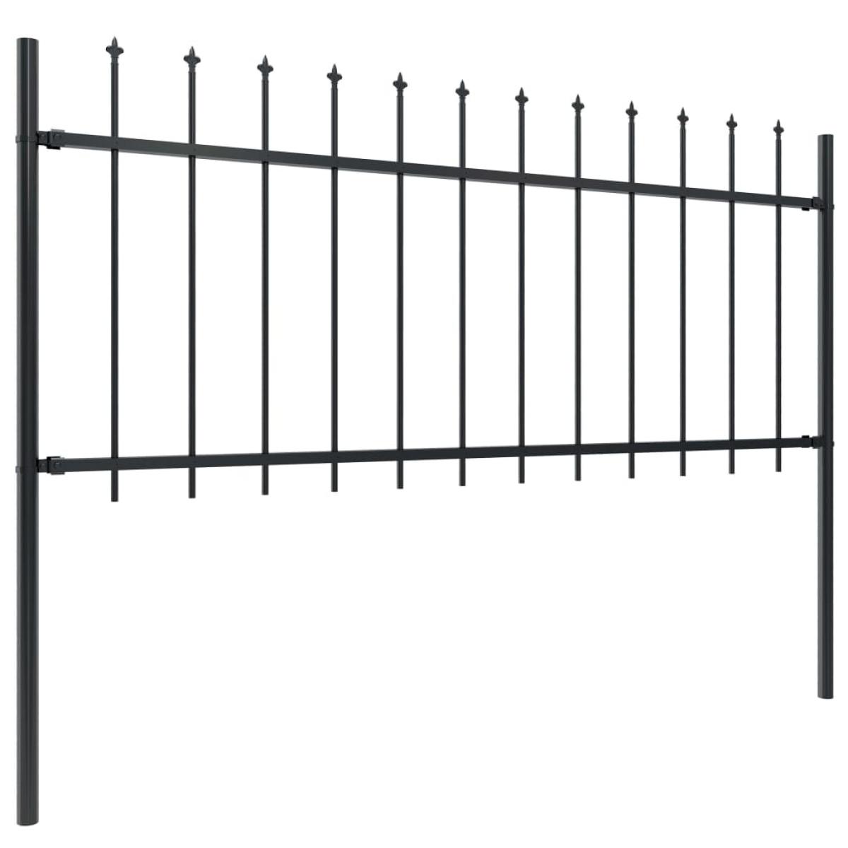 Valla de jardín con puntas de lanza acero negro 11,9x0,8 m