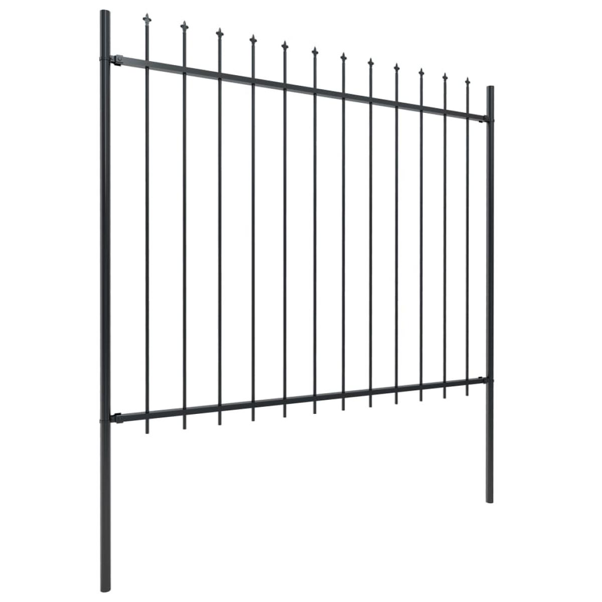 Valla de jardín con puntas de lanza acero negro 13,6x1,5 m