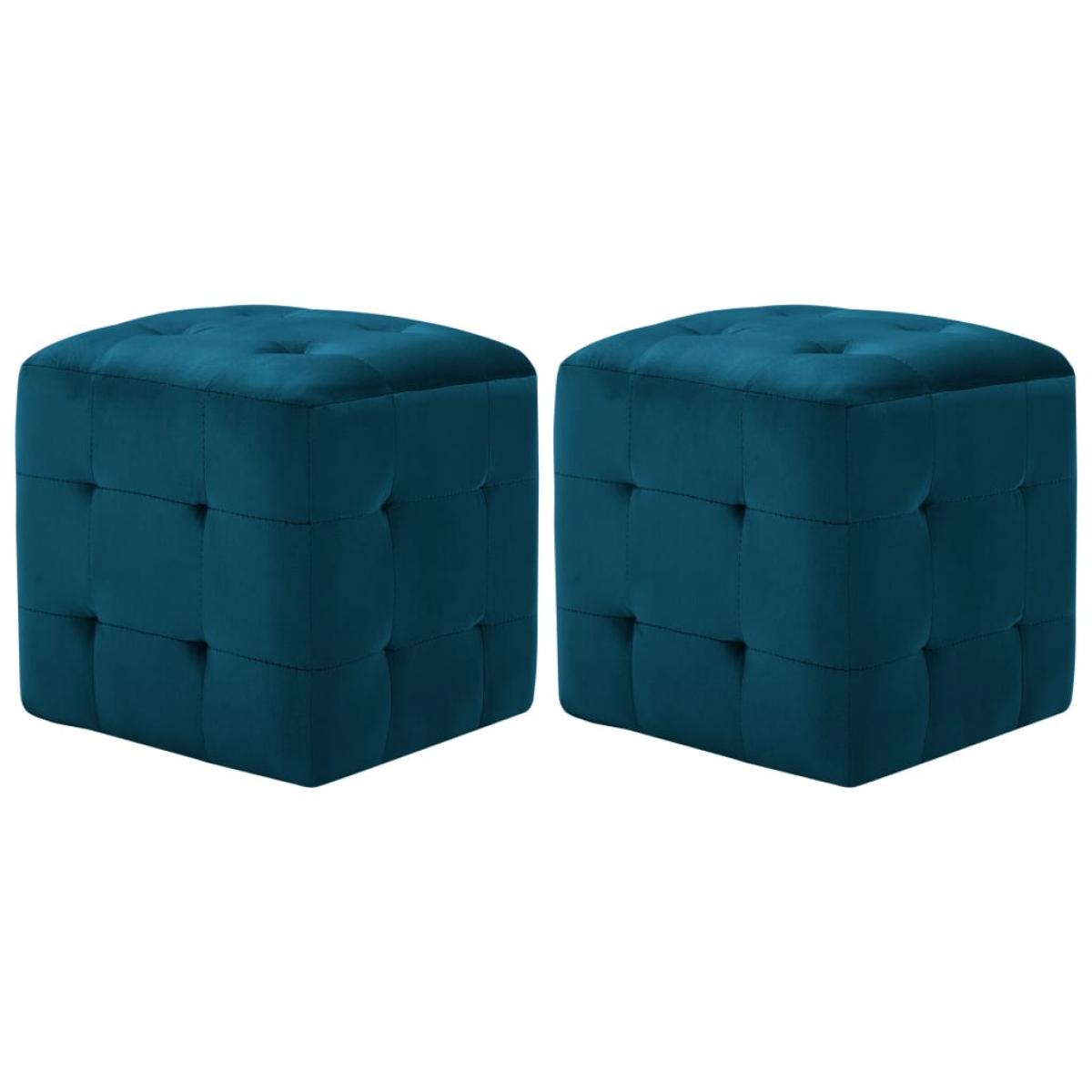 Puf 2 unidades terciopelo azul 30x30x30 cm