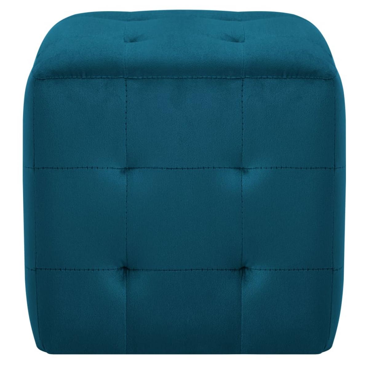 Puf 2 unidades terciopelo azul 30x30x30 cm