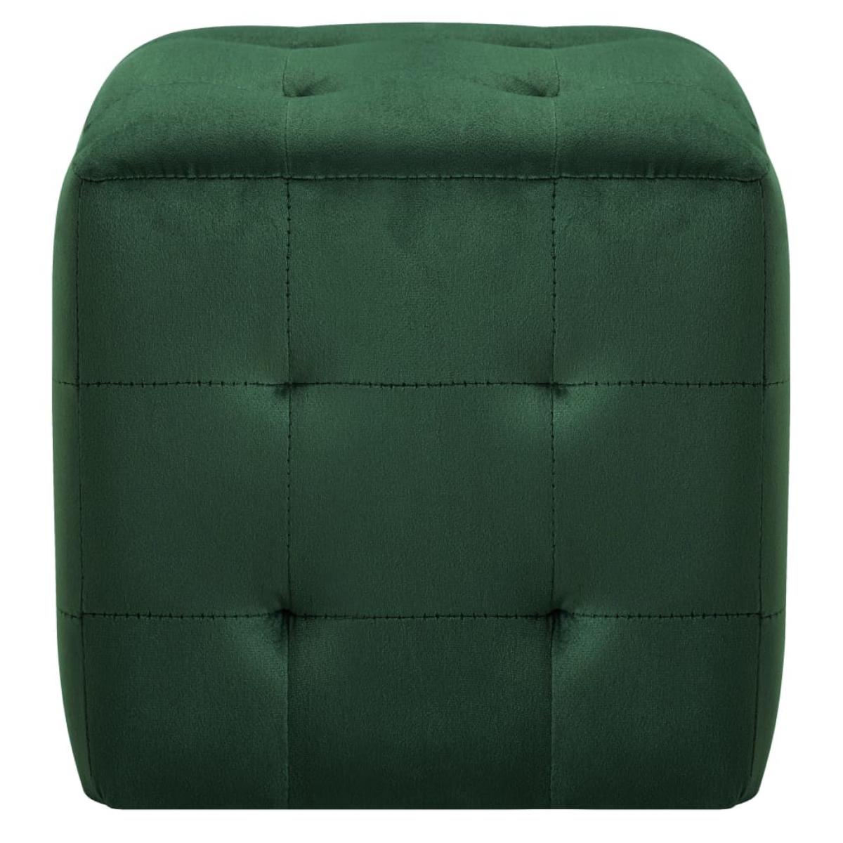 Puf 2 unidades terciopelo verde 30x30x30 cm