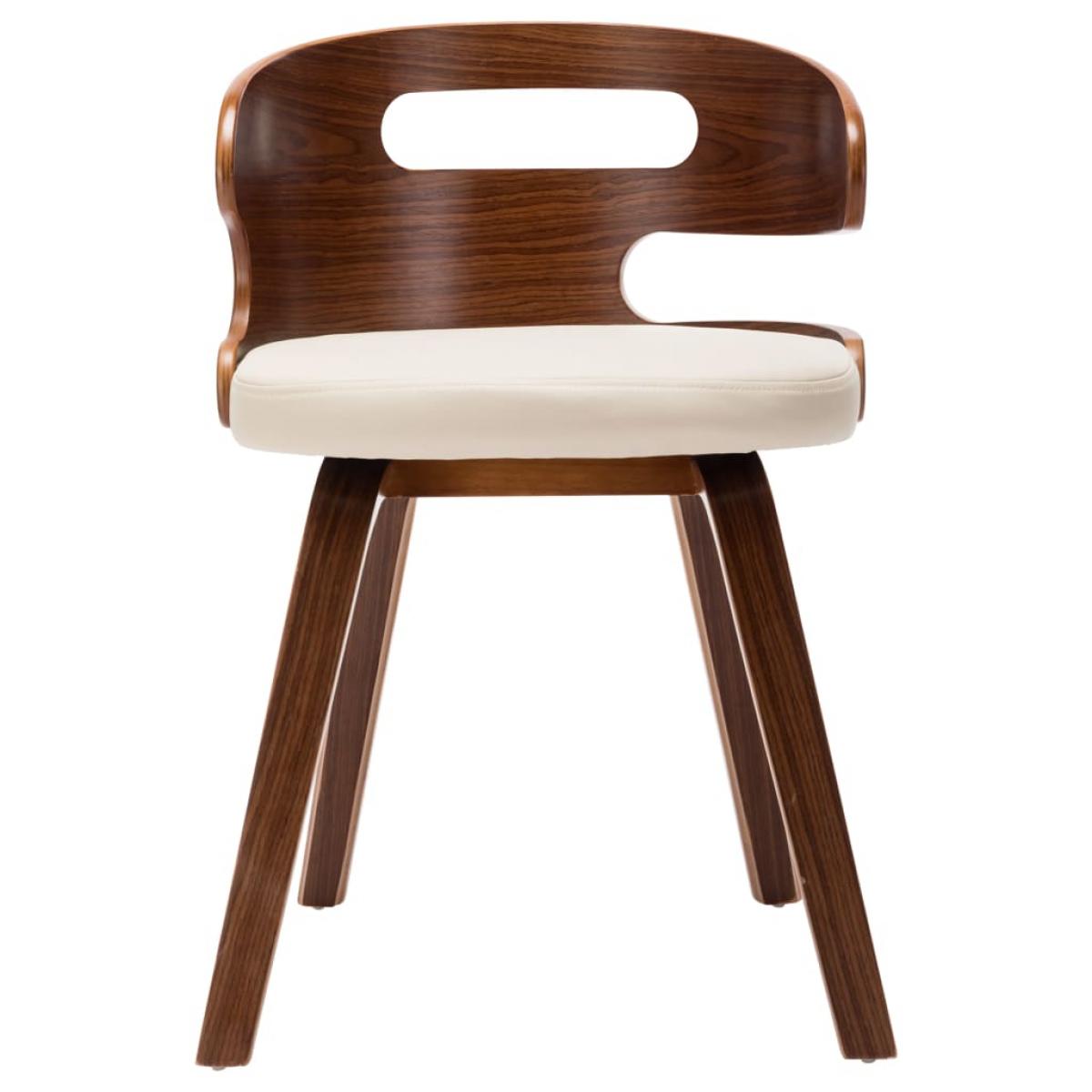 Sillas de comedor 4 uds madera curvada y cuero sintético crema