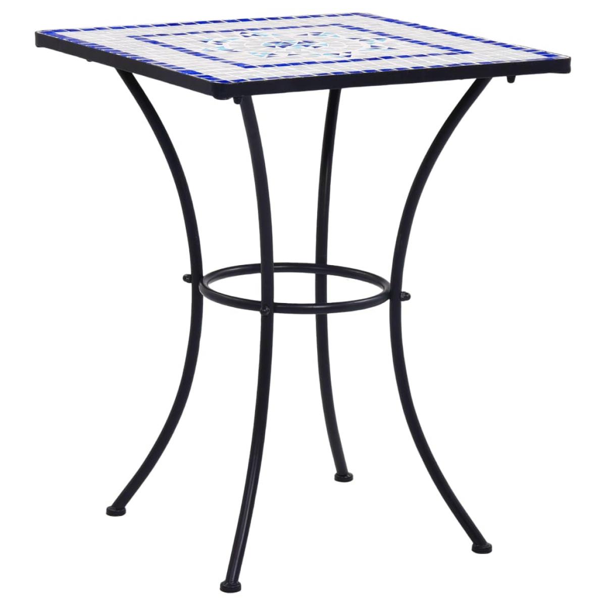 Mesa y sillas de bistró 3 piezas mosaico cerámica azul y blanco