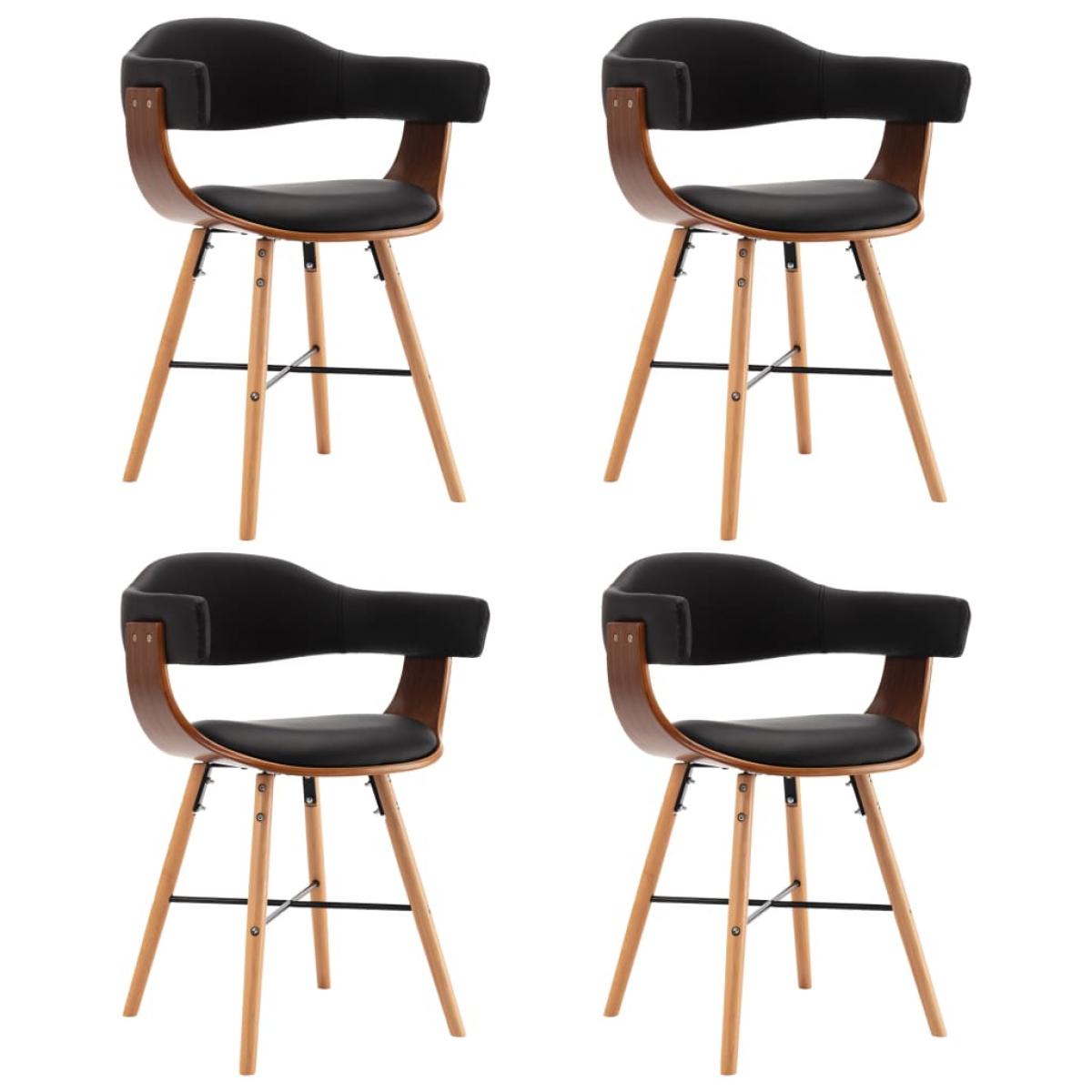 Sillas de comedor 4 uds cuero sintético y madera curvada negro
