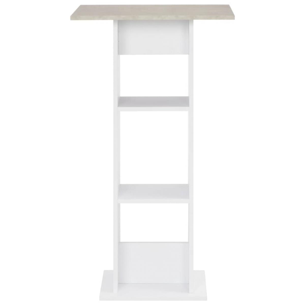 Mesa alta de bar blanco y gris hormigón 60x60x110 cm