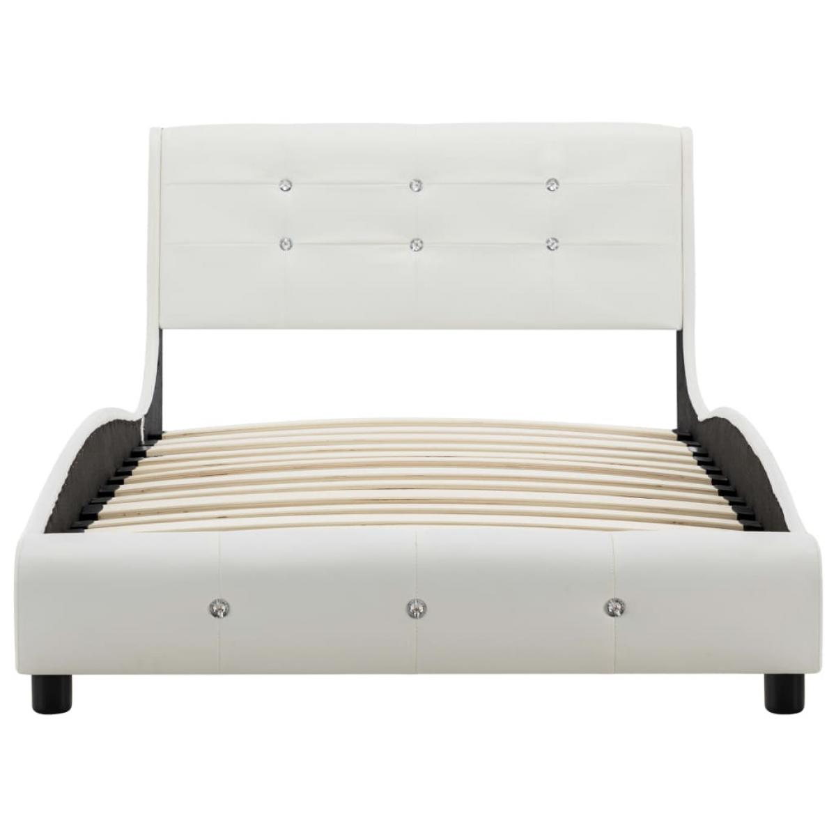 Estructura de cama sin colchón cuero sintético blanco 90x200 cm