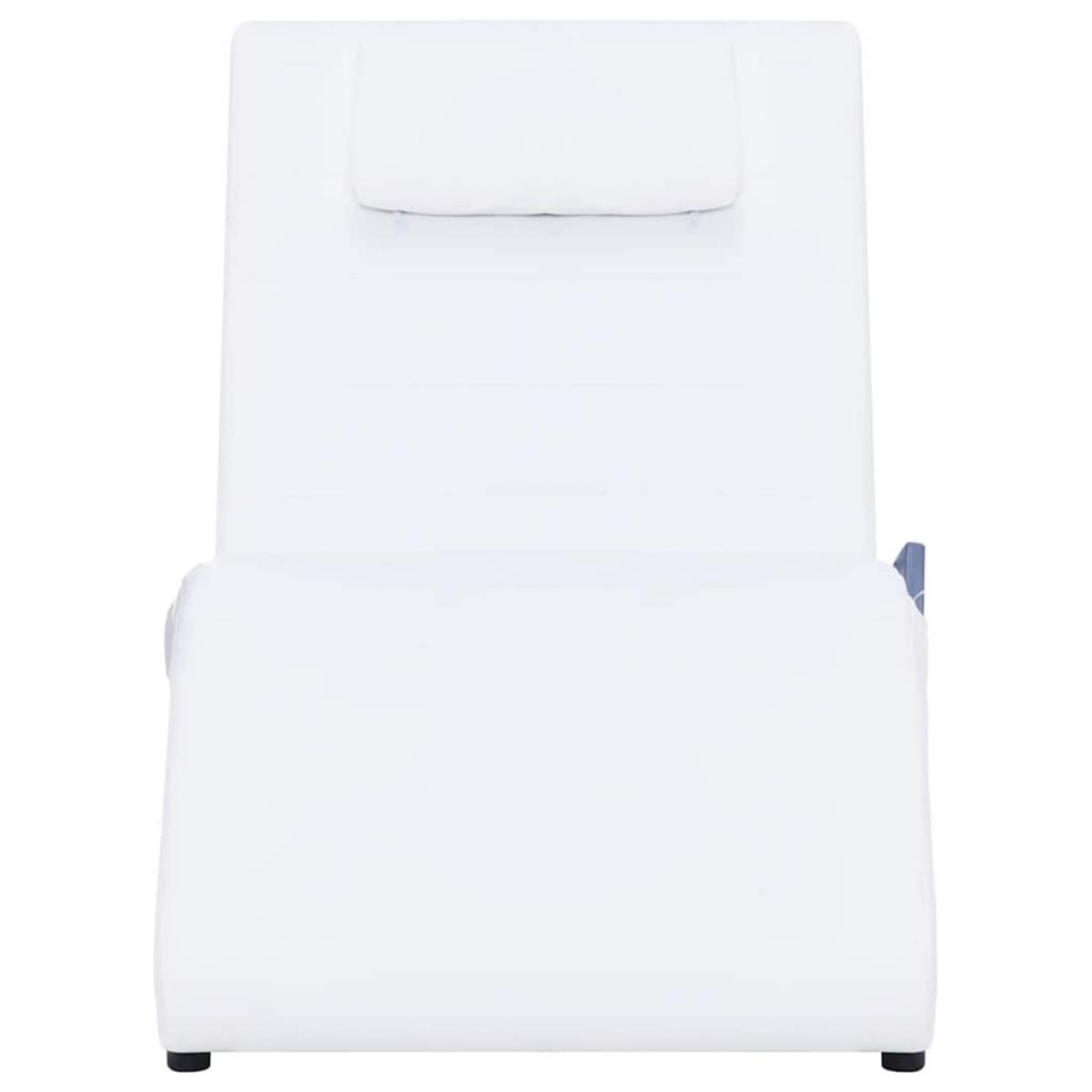 Diván de masaje con almohada de cuero sintético blanco