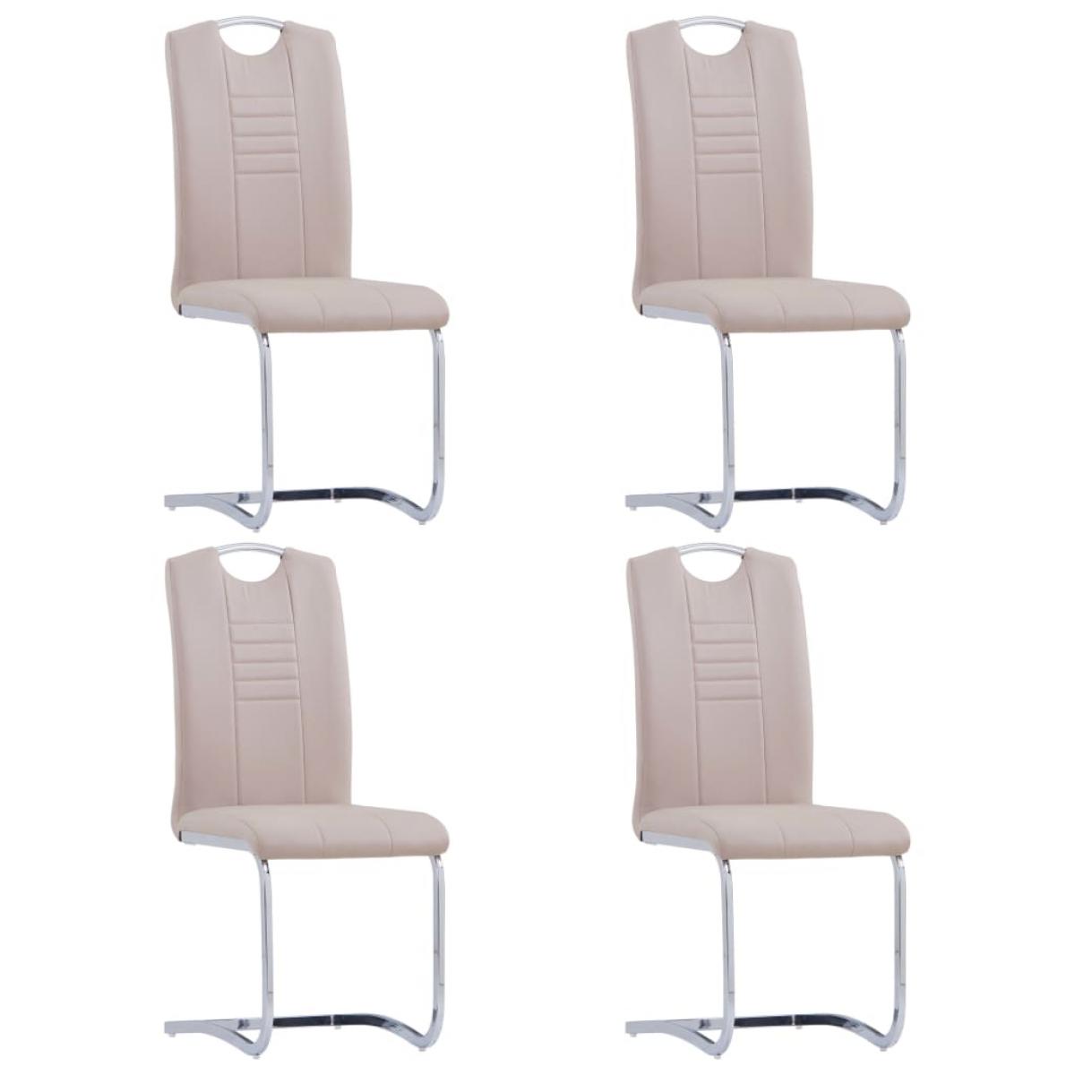 Sillas de comedor voladizas 4 uds cuero sintético capuchino