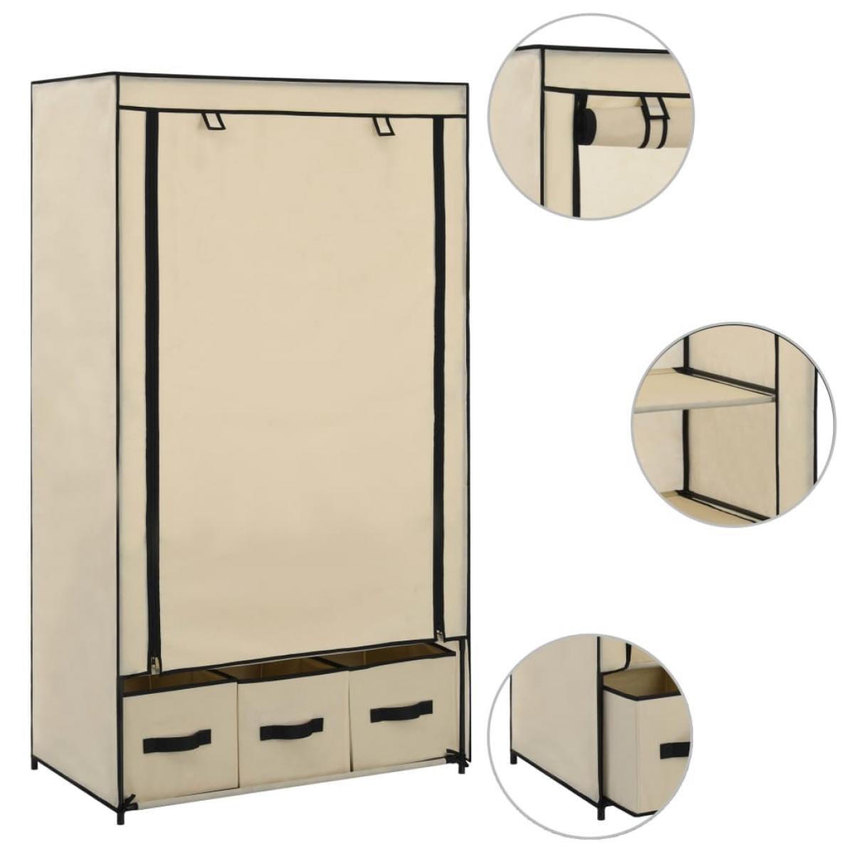 Armario de tela color crema 87x49x159 cm