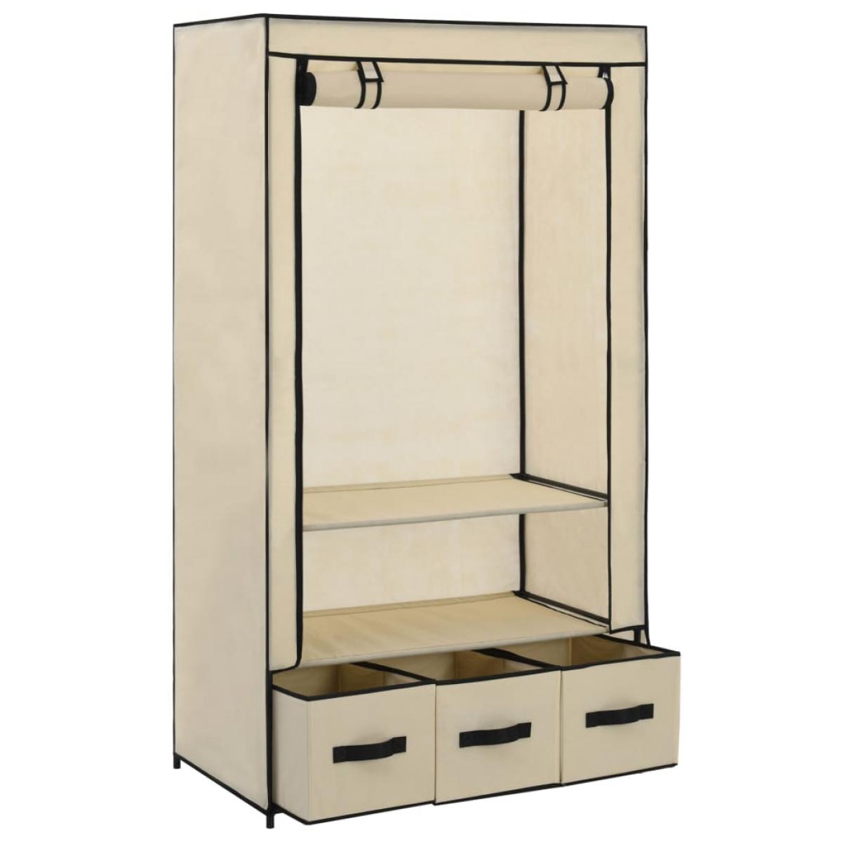 Armario de tela color crema 87x49x159 cm